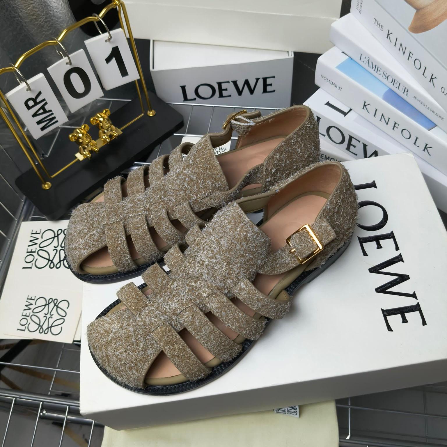 Loewe Campo Sandal In Brushed Suede - DopestKickz