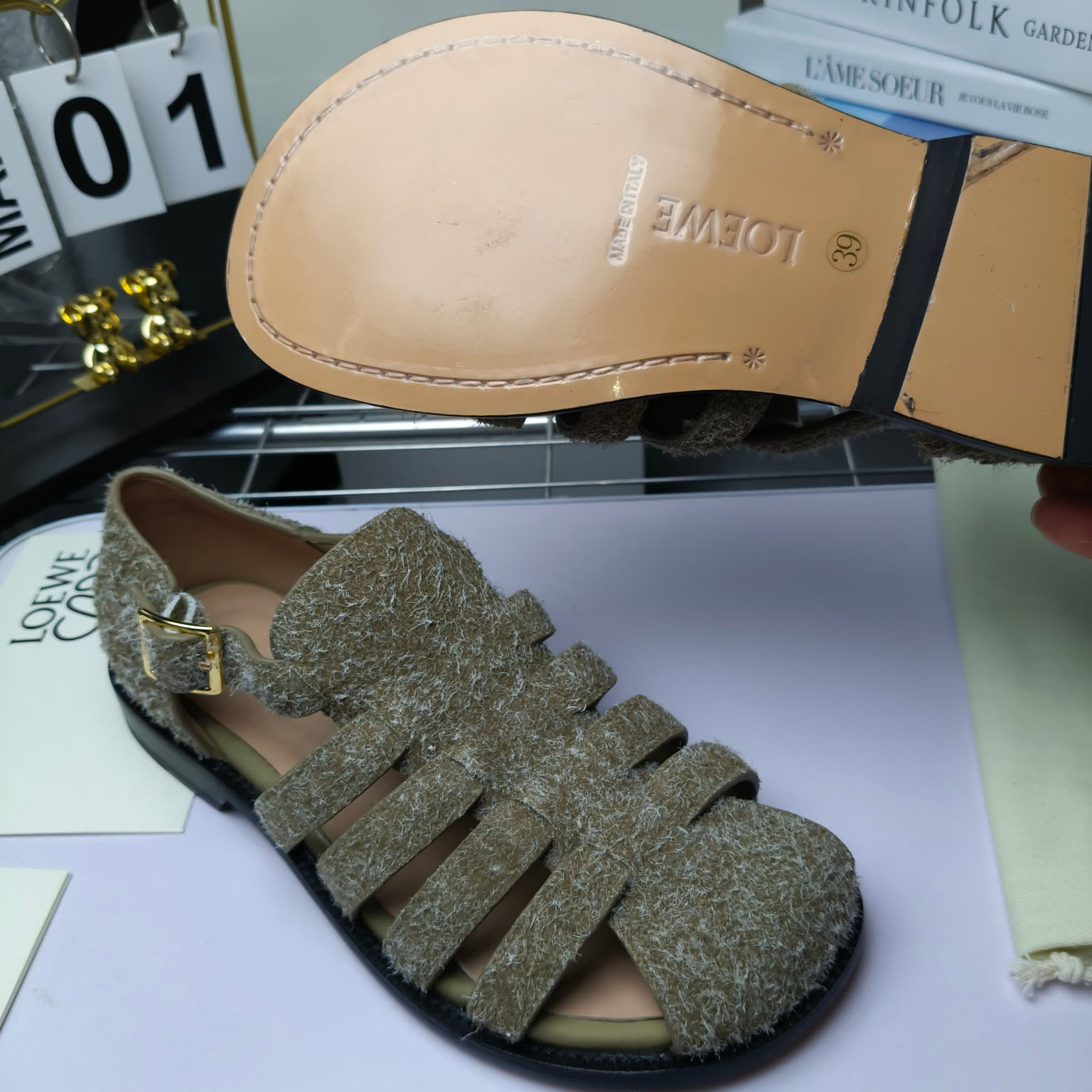 Loewe Campo Sandal In Brushed Suede - DopestKickz