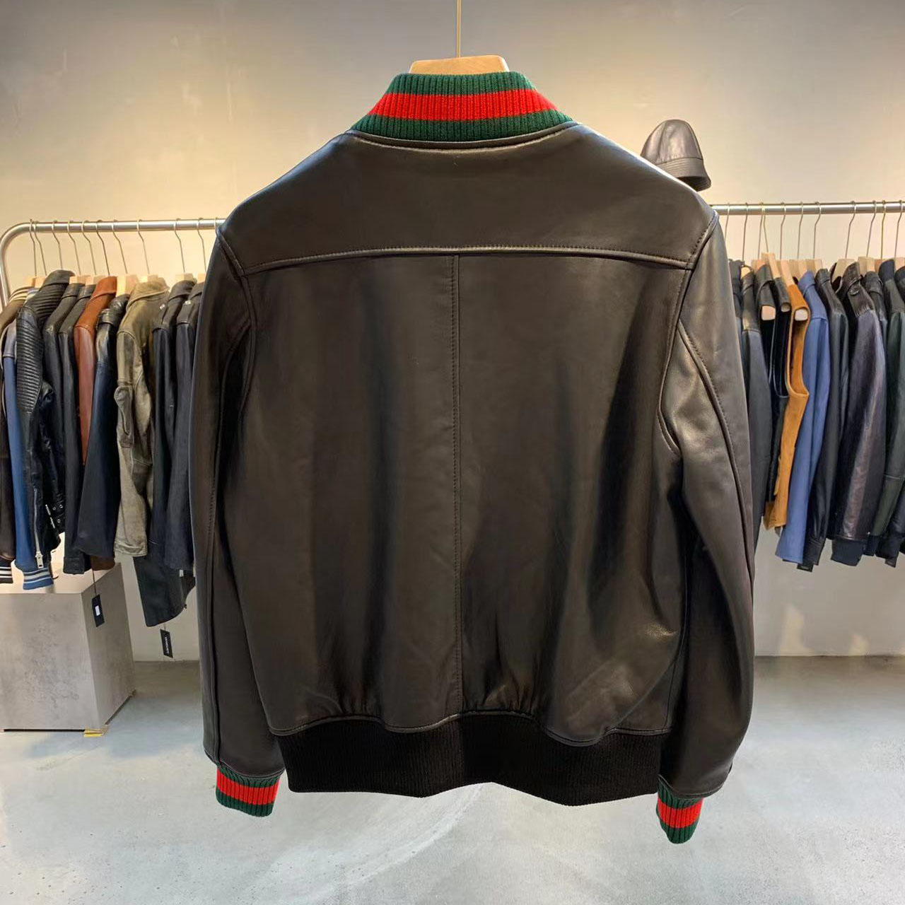 Gucci Leather Jacket With Web - DopestKickz