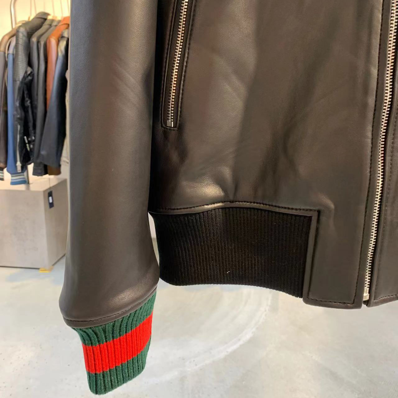 Gucci Leather Jacket With Web - DopestKickz