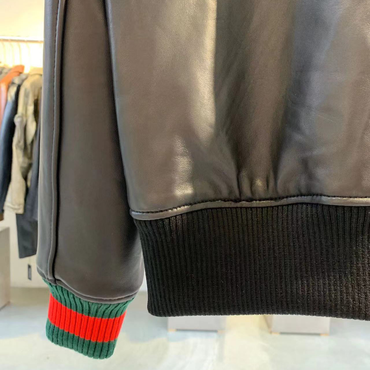 Gucci Leather Jacket With Web - DopestKickz