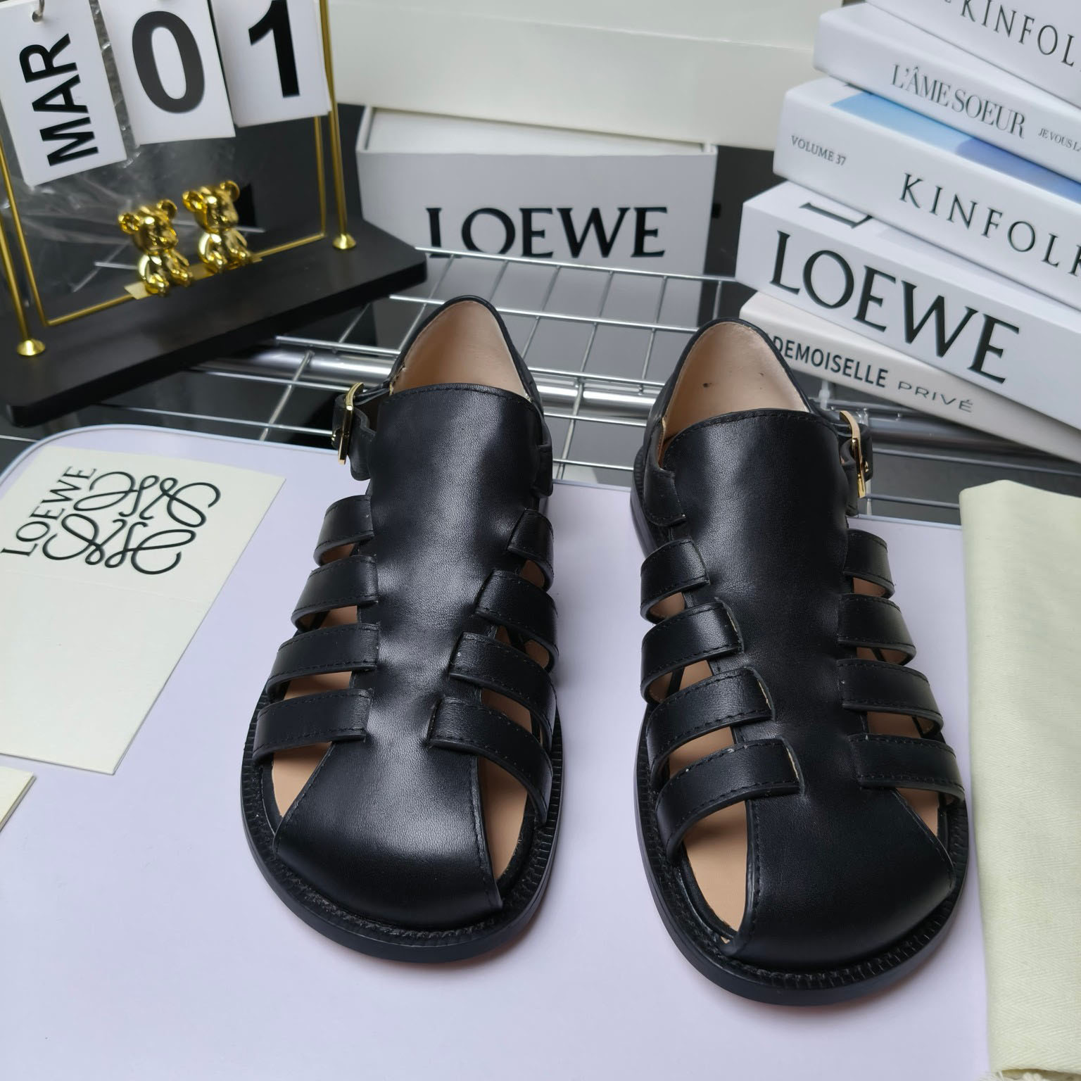 Loewe Campo Sandal In Waxed Calfskin - DopestKickz