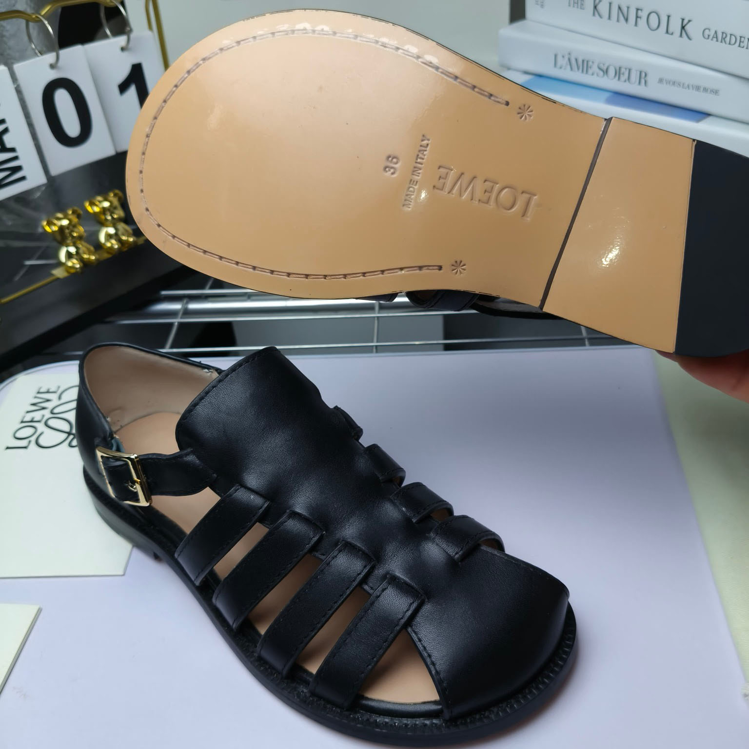 Loewe Campo Sandal In Waxed Calfskin - DopestKickz