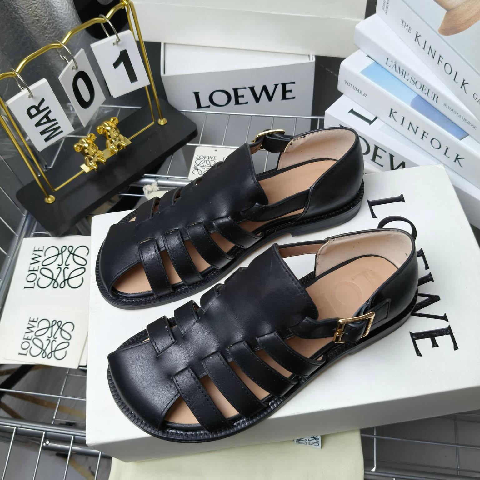 Loewe Campo Sandal In Waxed Calfskin - DopestKickz