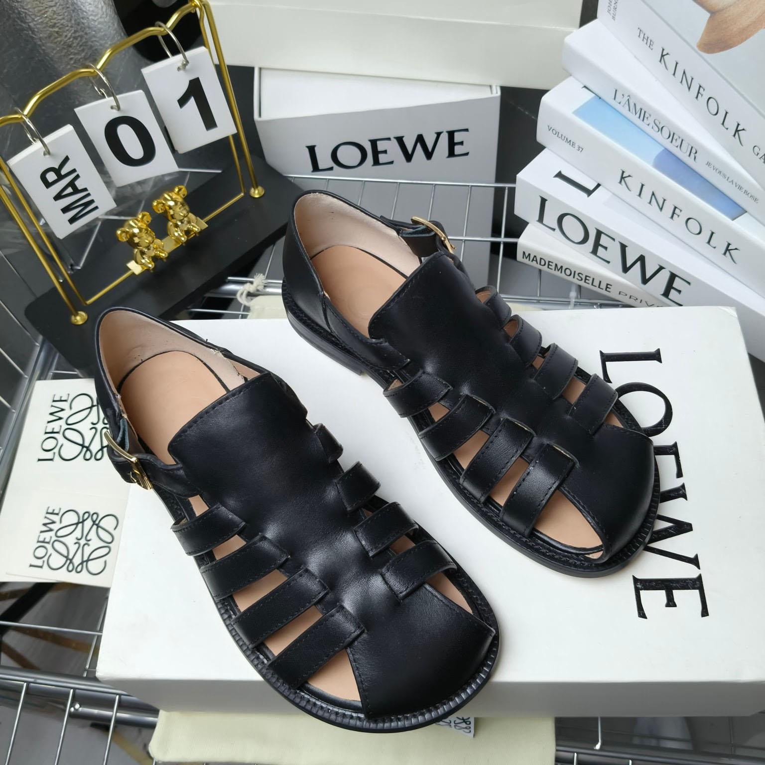 Loewe Campo Sandal In Waxed Calfskin - DopestKickz