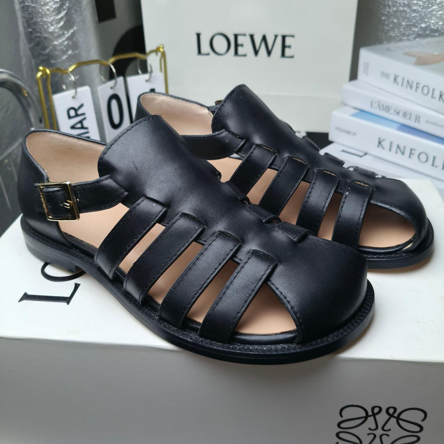 Loewe Campo Sandal In Waxed Calfskin - DopestKickz