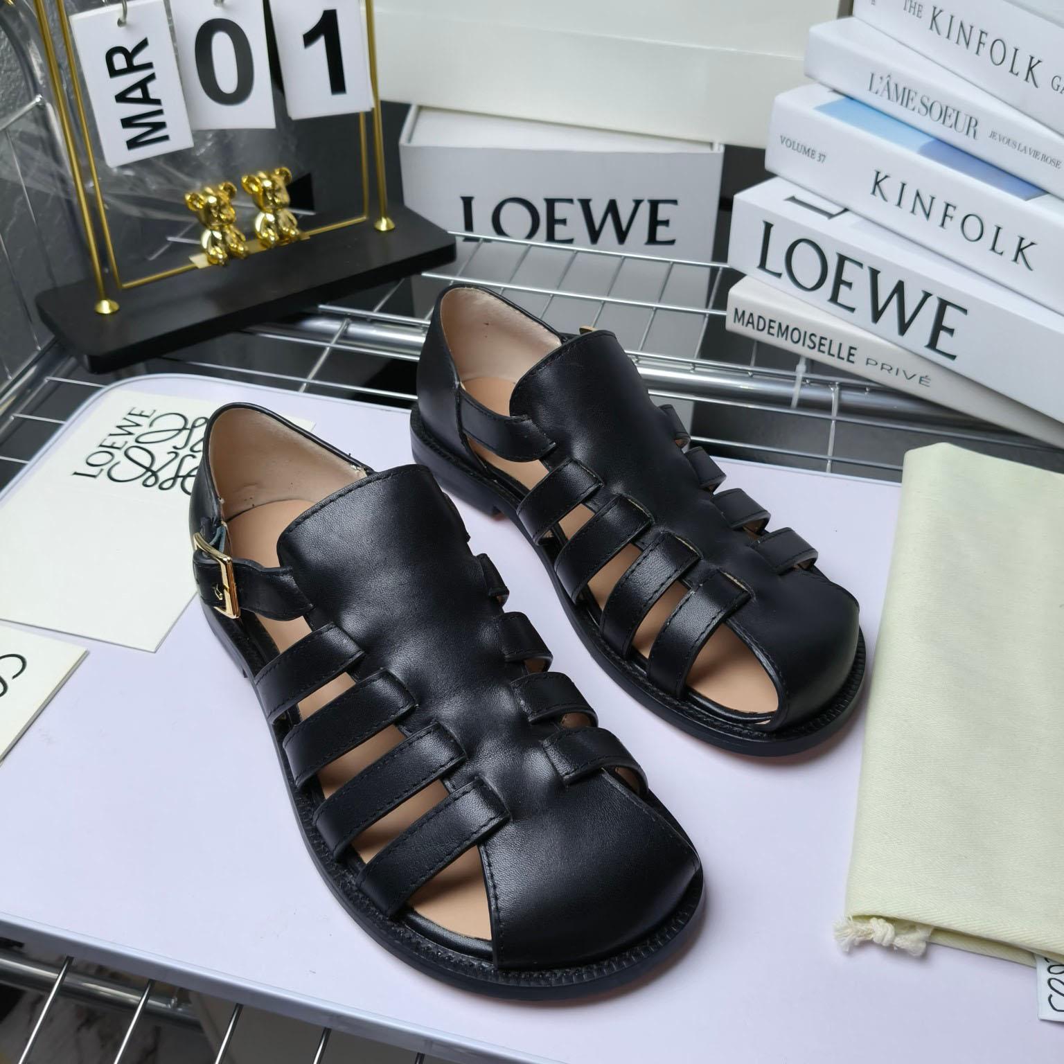 Loewe Campo Sandal In Waxed Calfskin - DopestKickz