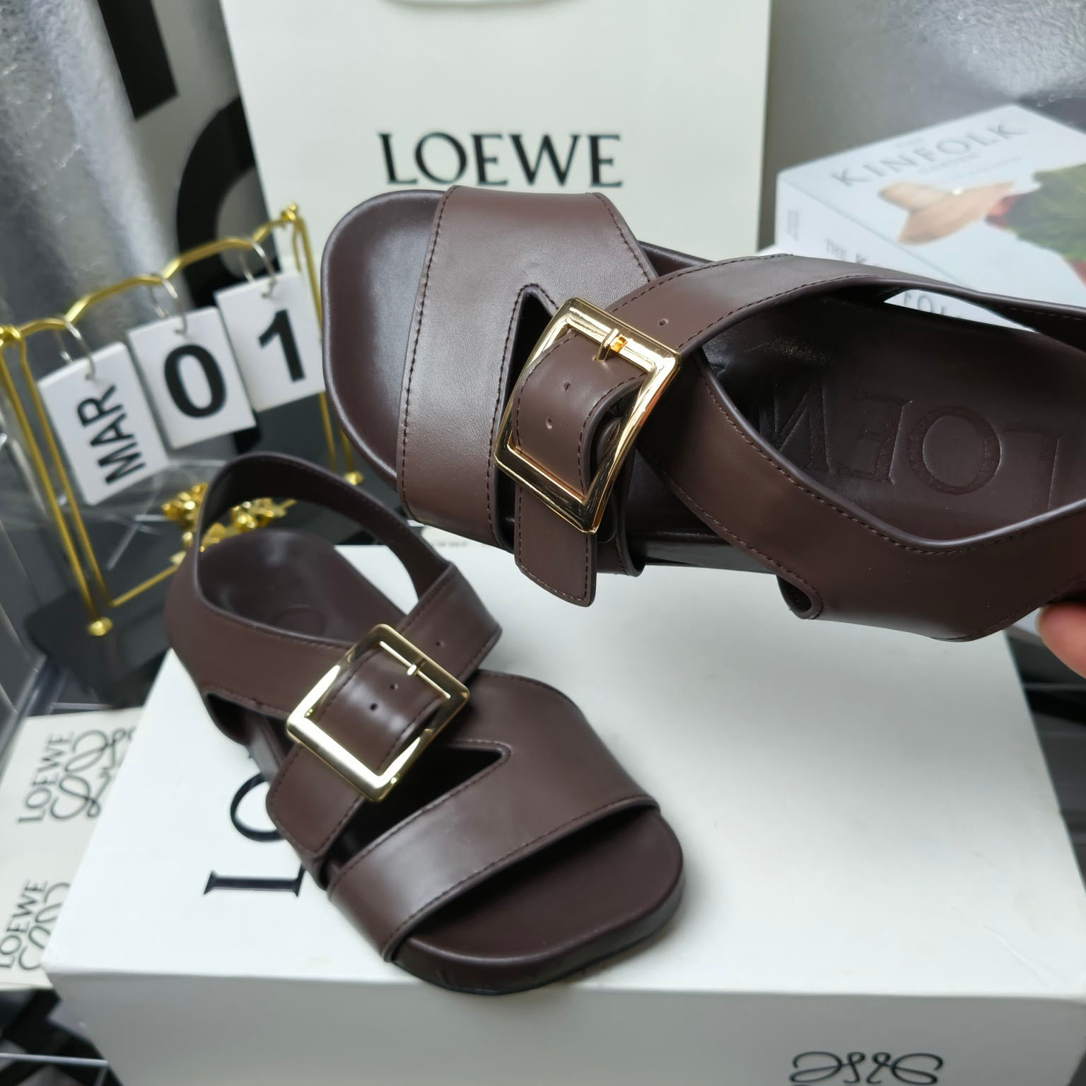 Loewe Ease Buckle Sandal In Vegetal Calfskin - DopestKickz