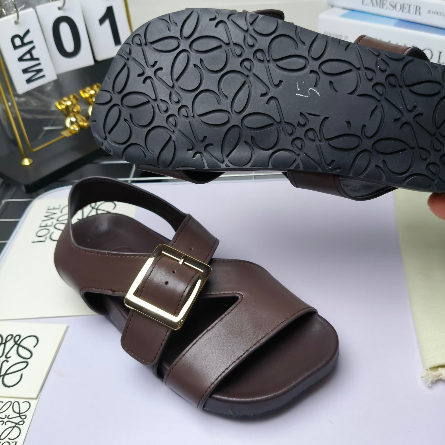 Loewe Ease Buckle Sandal In Vegetal Calfskin - DopestKickz