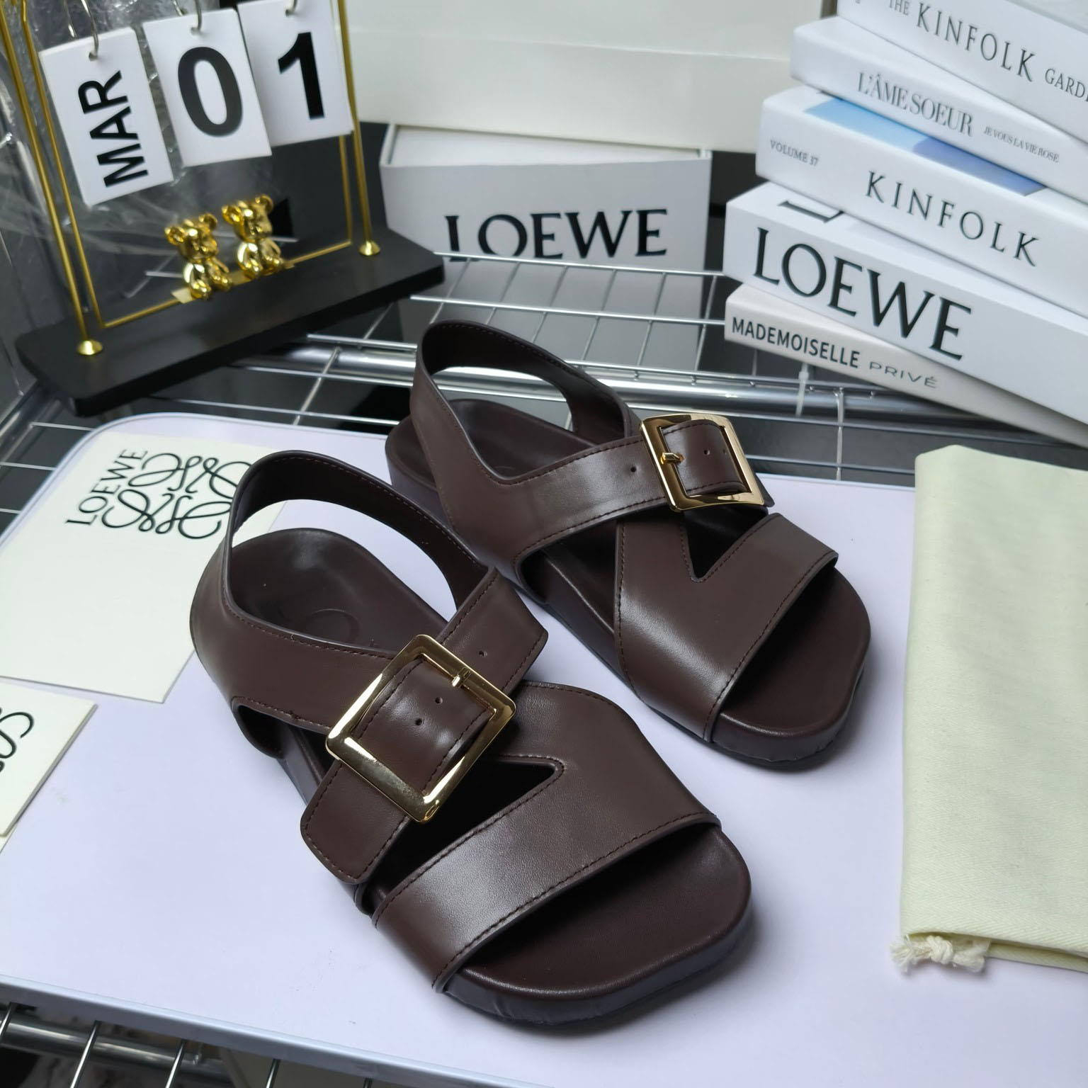 Loewe Ease Buckle Sandal In Vegetal Calfskin - DopestKickz