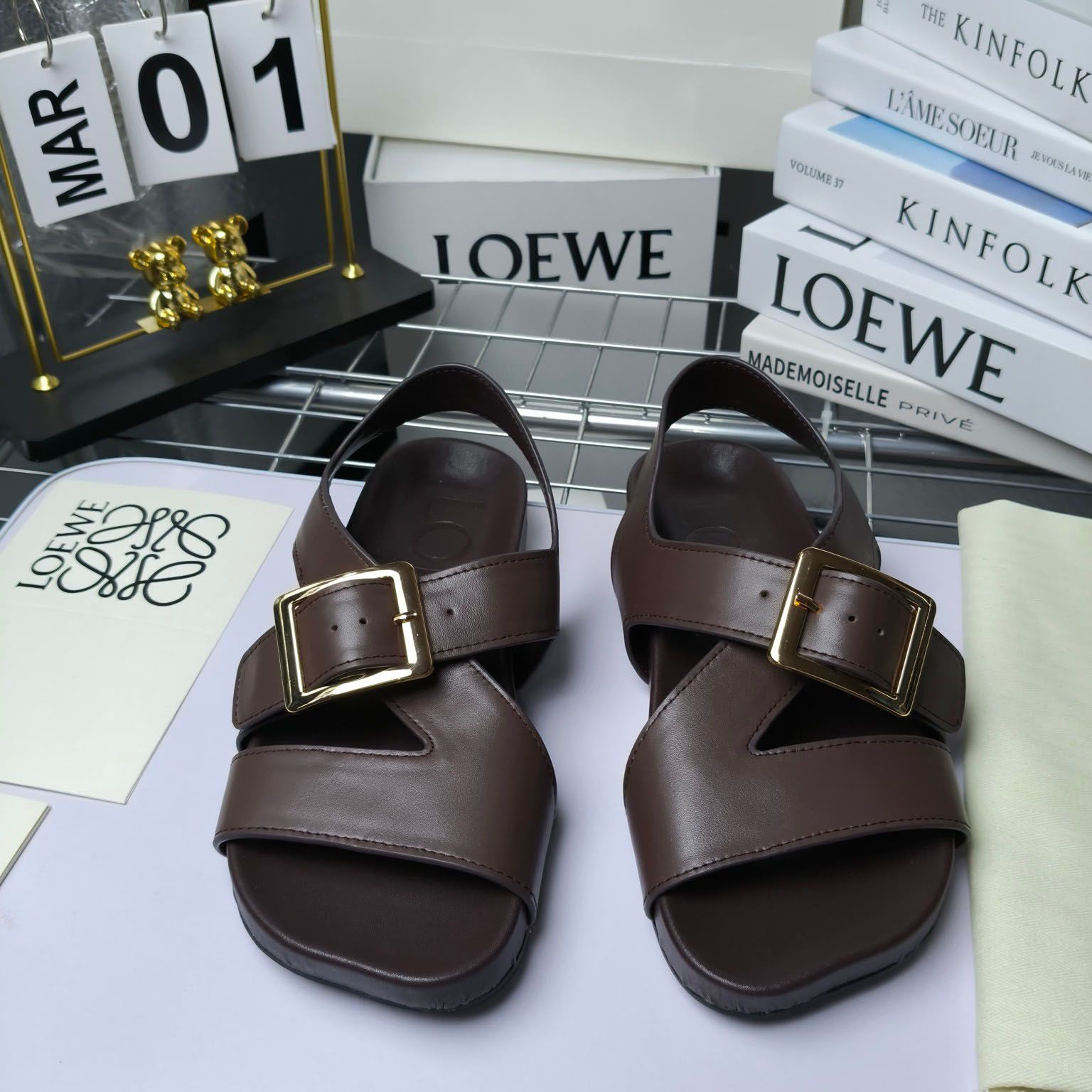 Loewe Ease Buckle Sandal In Vegetal Calfskin - DopestKickz