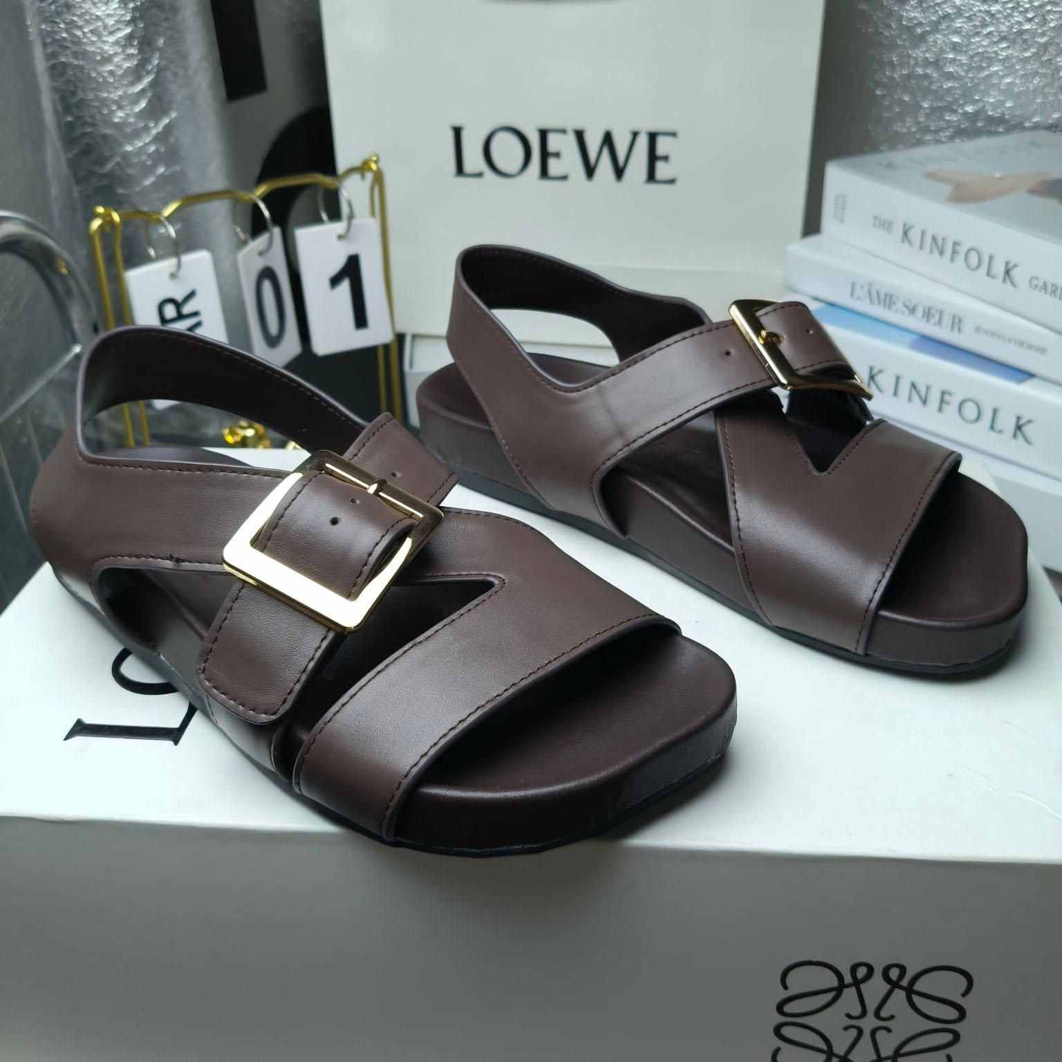 Loewe Ease Buckle Sandal In Vegetal Calfskin - DopestKickz
