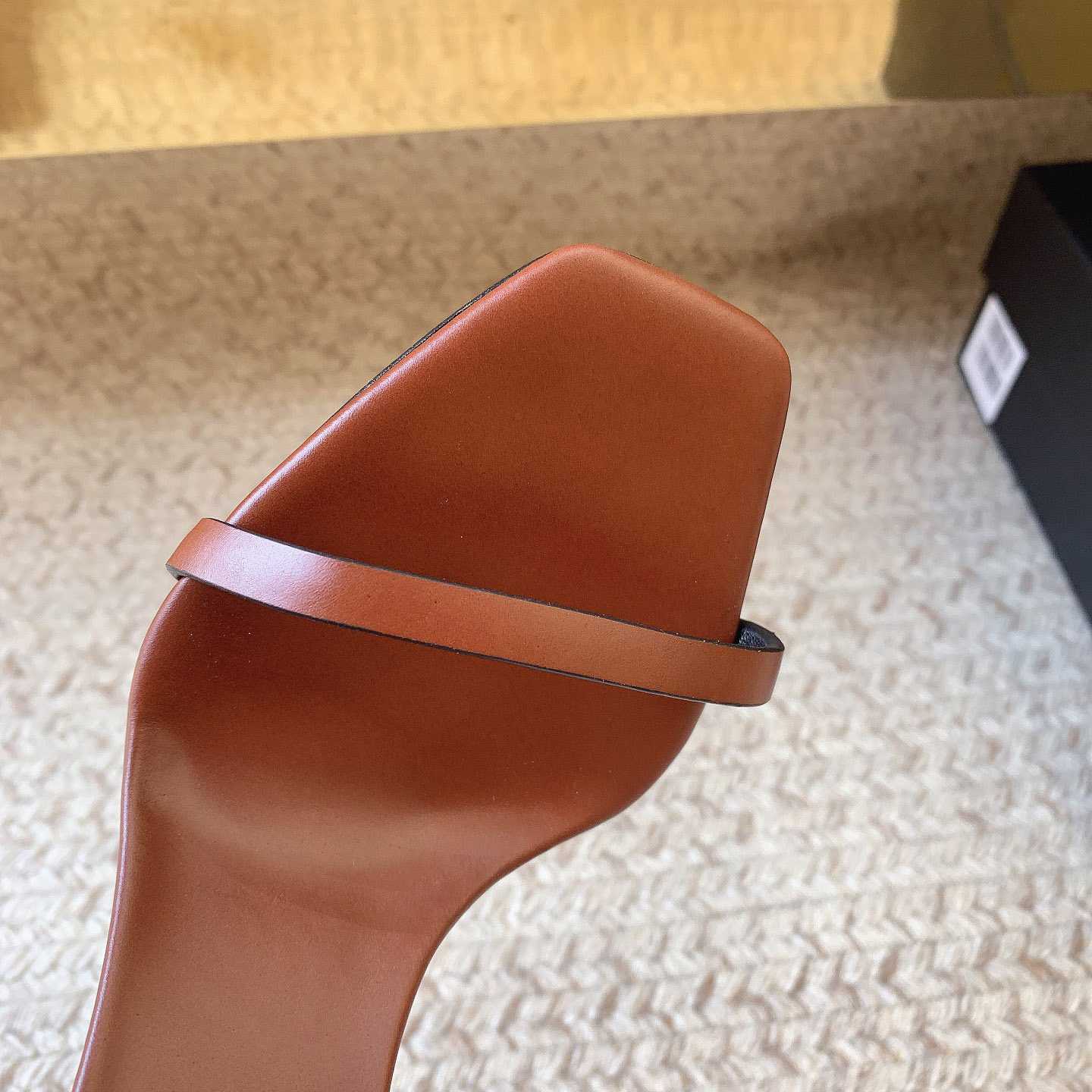 Saint Laurent Women's Brown Opyum 85 Leather Slingback Sandals - DopestKickz