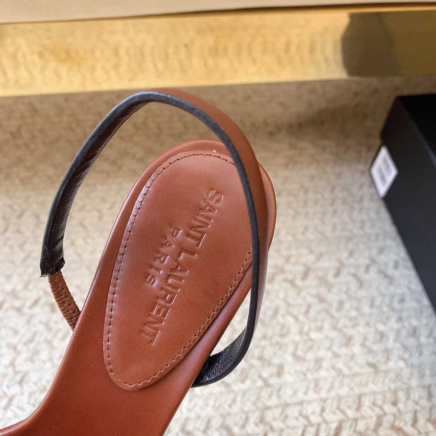 Saint Laurent Women's Brown Opyum 85 Leather Slingback Sandals - DopestKickz