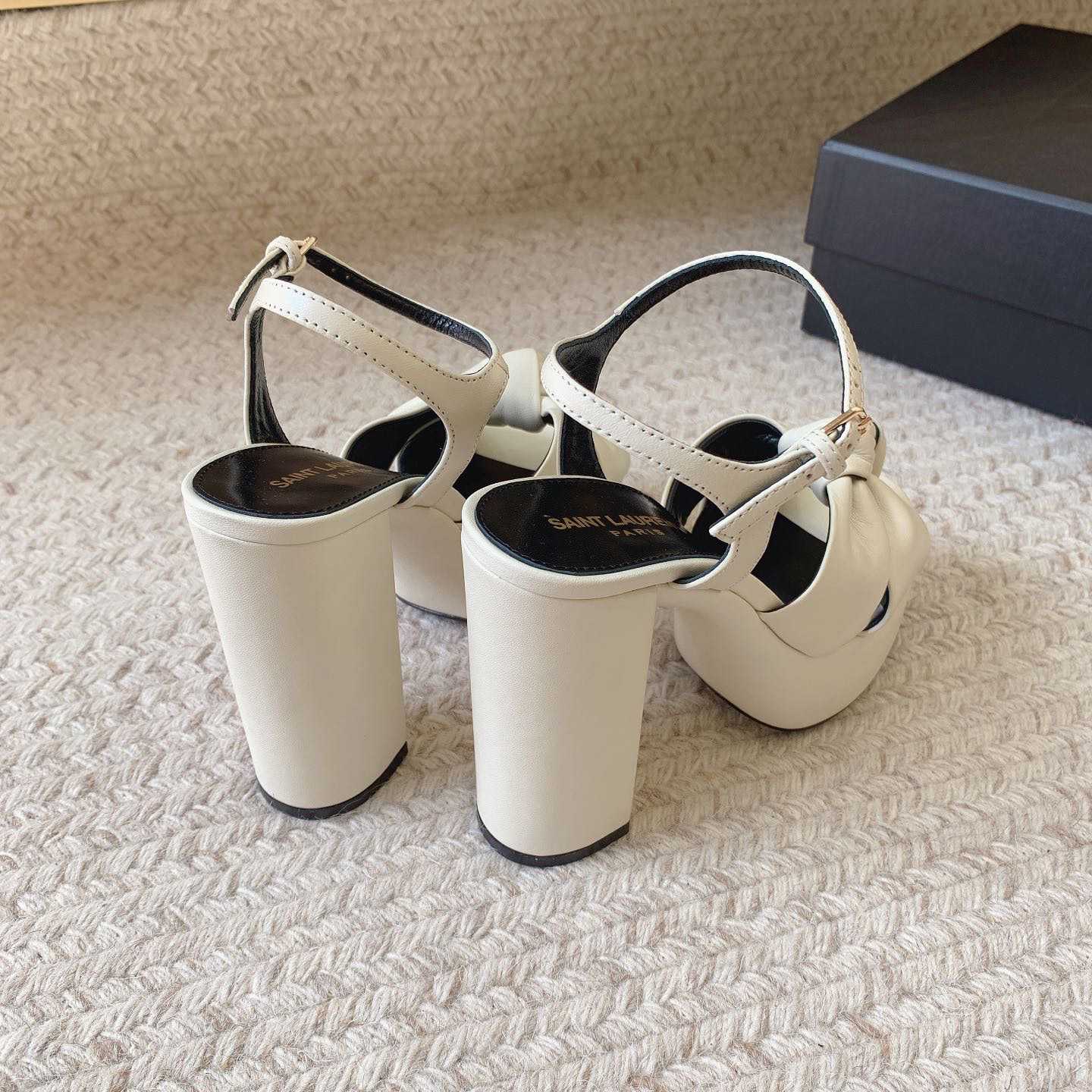 Saint Laurent Bianca Platform Sandals In Smooth Leather - DopestKickz