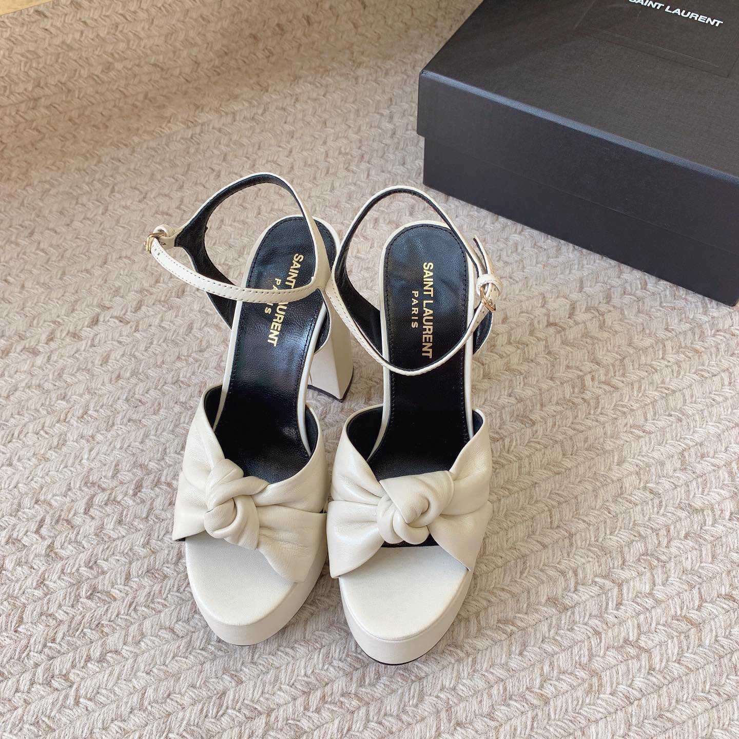 Saint Laurent Bianca Platform Sandals In Smooth Leather - DopestKickz