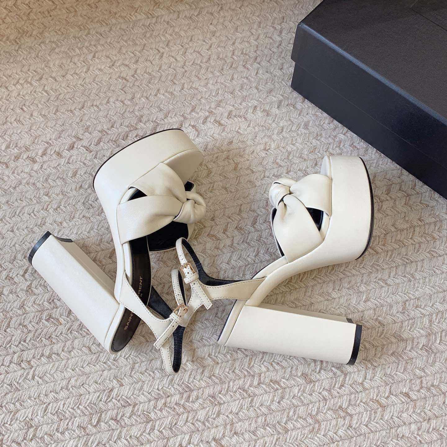 Saint Laurent Bianca Platform Sandals In Smooth Leather - DopestKickz