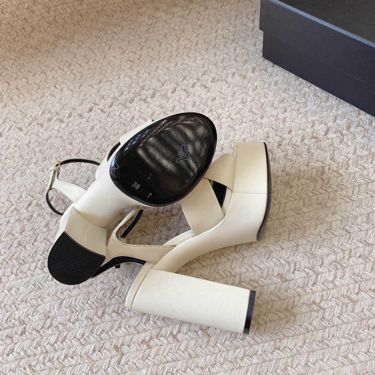 Saint Laurent Bianca Platform Sandals In Smooth Leather - DopestKickz