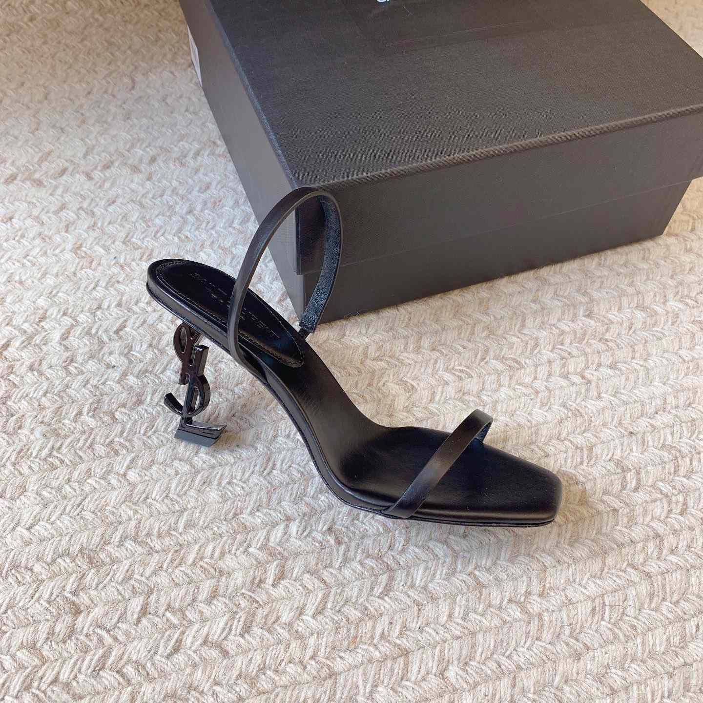 Saint Laurent Women's Brown Opyum 85 Leather Slingback Sandals - DopestKickz