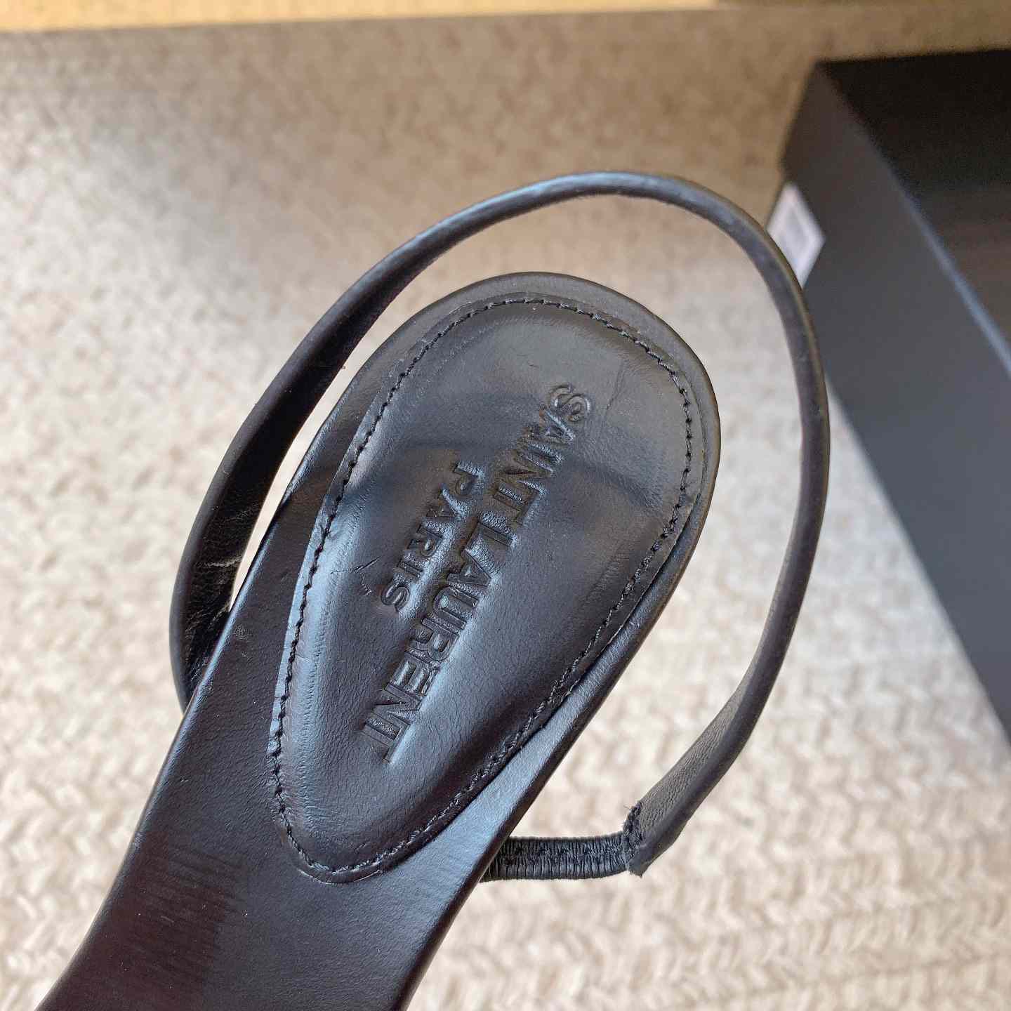 Saint Laurent Women's Brown Opyum 85 Leather Slingback Sandals - DopestKickz