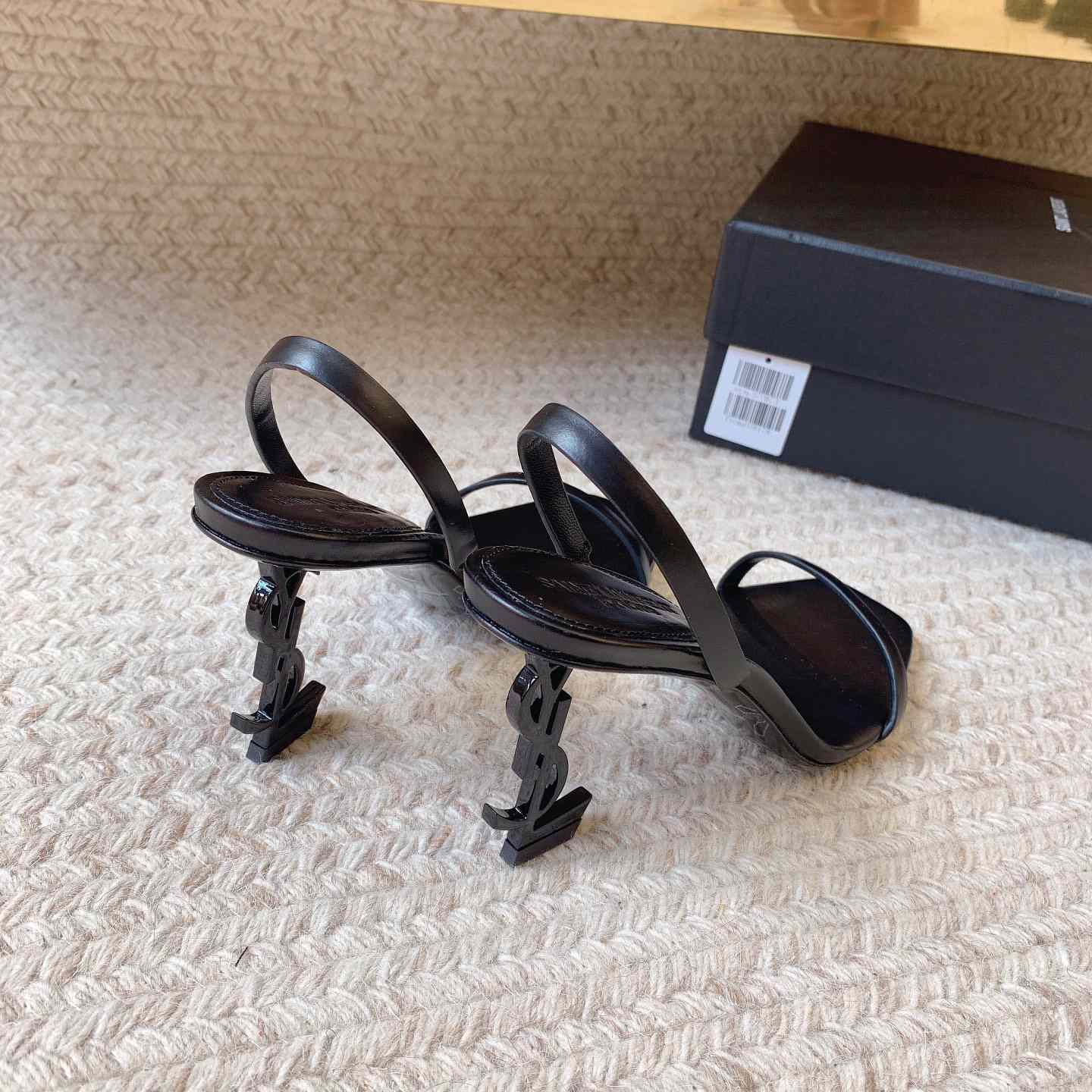 Saint Laurent Women's Brown Opyum 85 Leather Slingback Sandals - DopestKickz