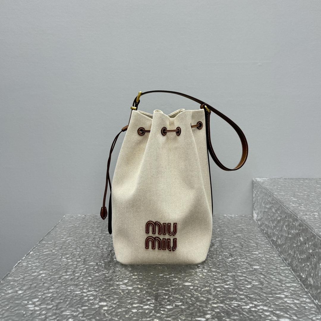 Miu Miu Canvas And Leather Bucket Bag - DopestKickz