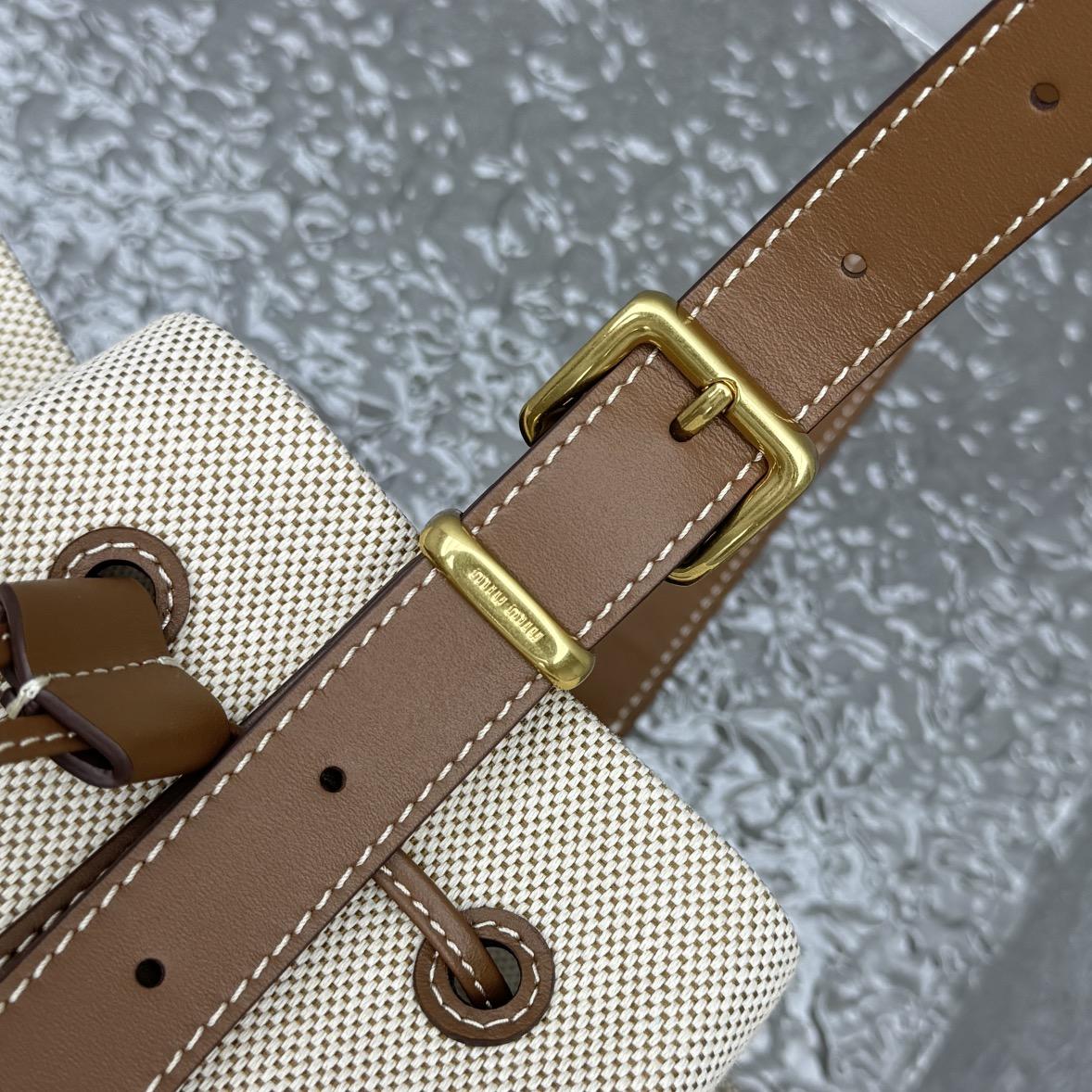 Miu Miu Canvas And Leather Bucket Bag - DopestKickz