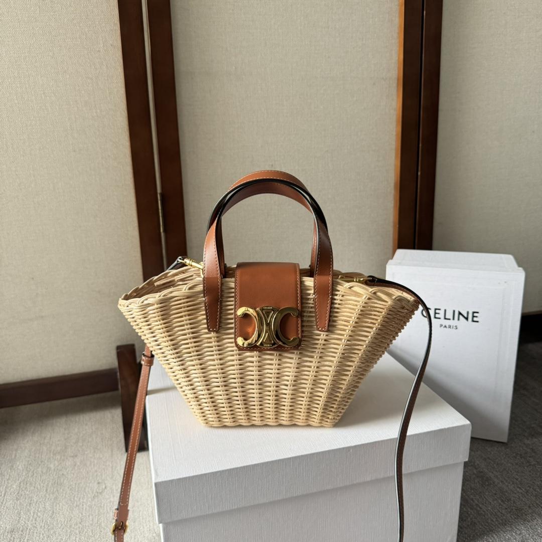 Celine Teen Couffin In Wicker And Natural Calfskin - DopestKickz