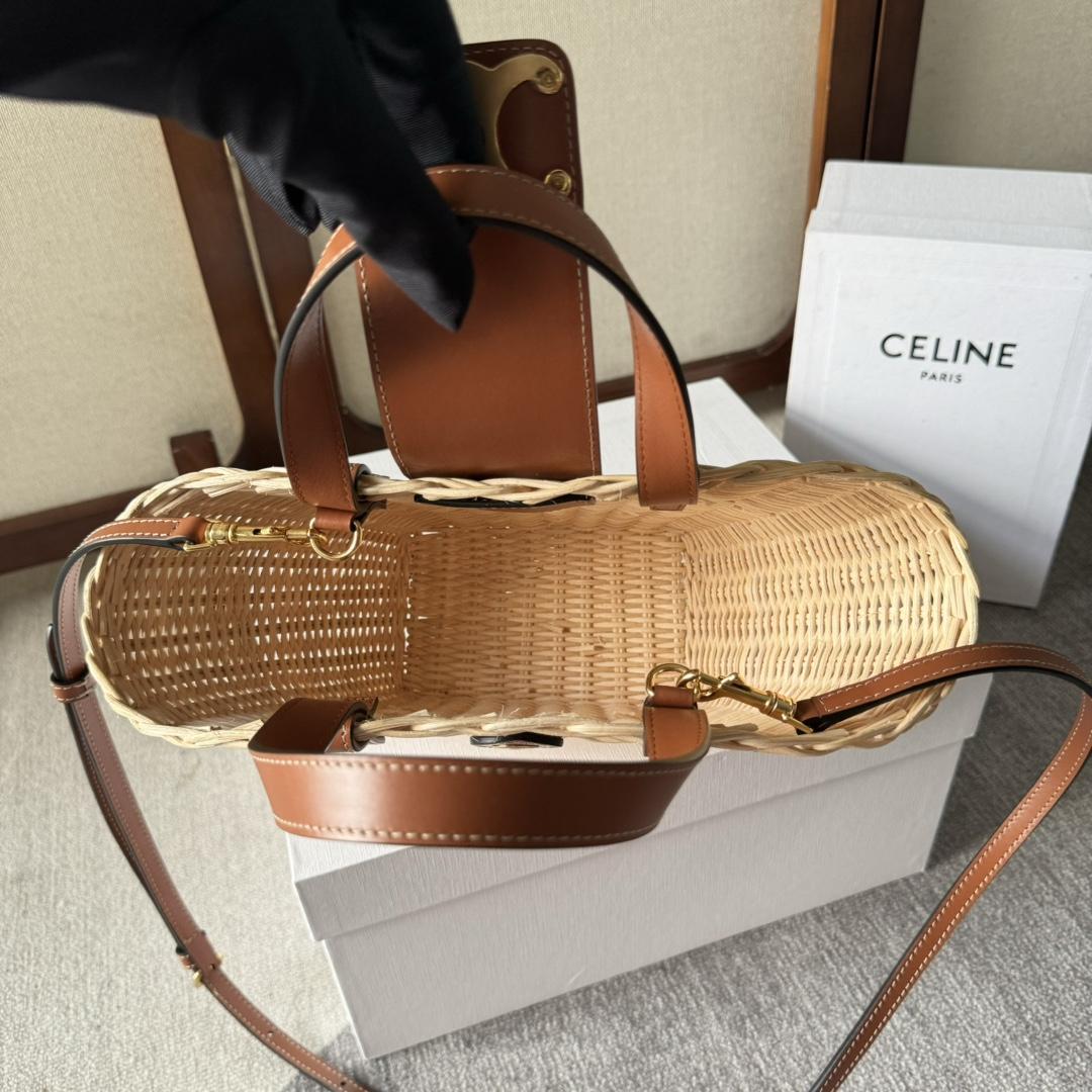 Celine Teen Couffin In Wicker And Natural Calfskin - DopestKickz