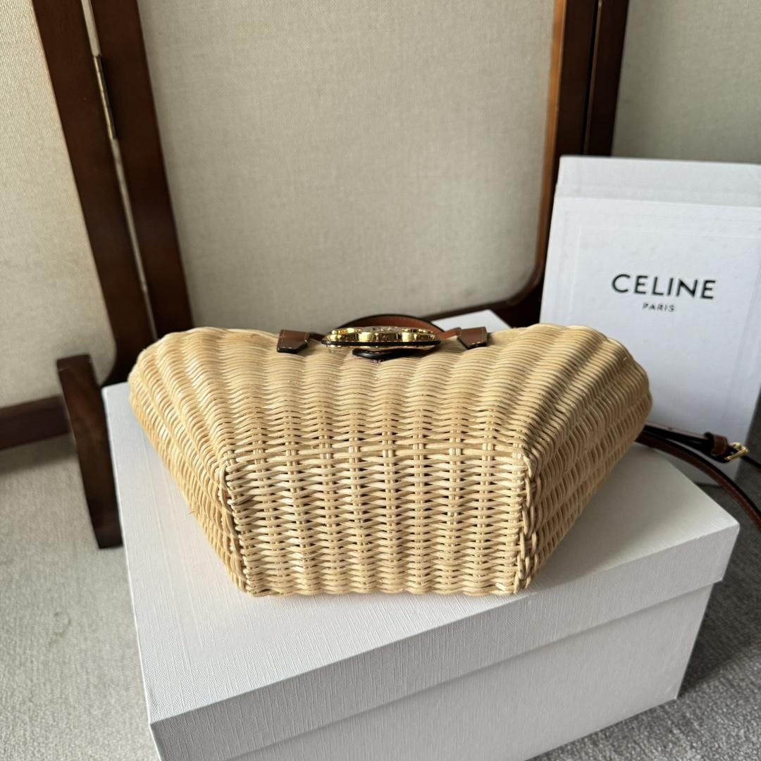 Celine Teen Couffin In Wicker And Natural Calfskin - DopestKickz