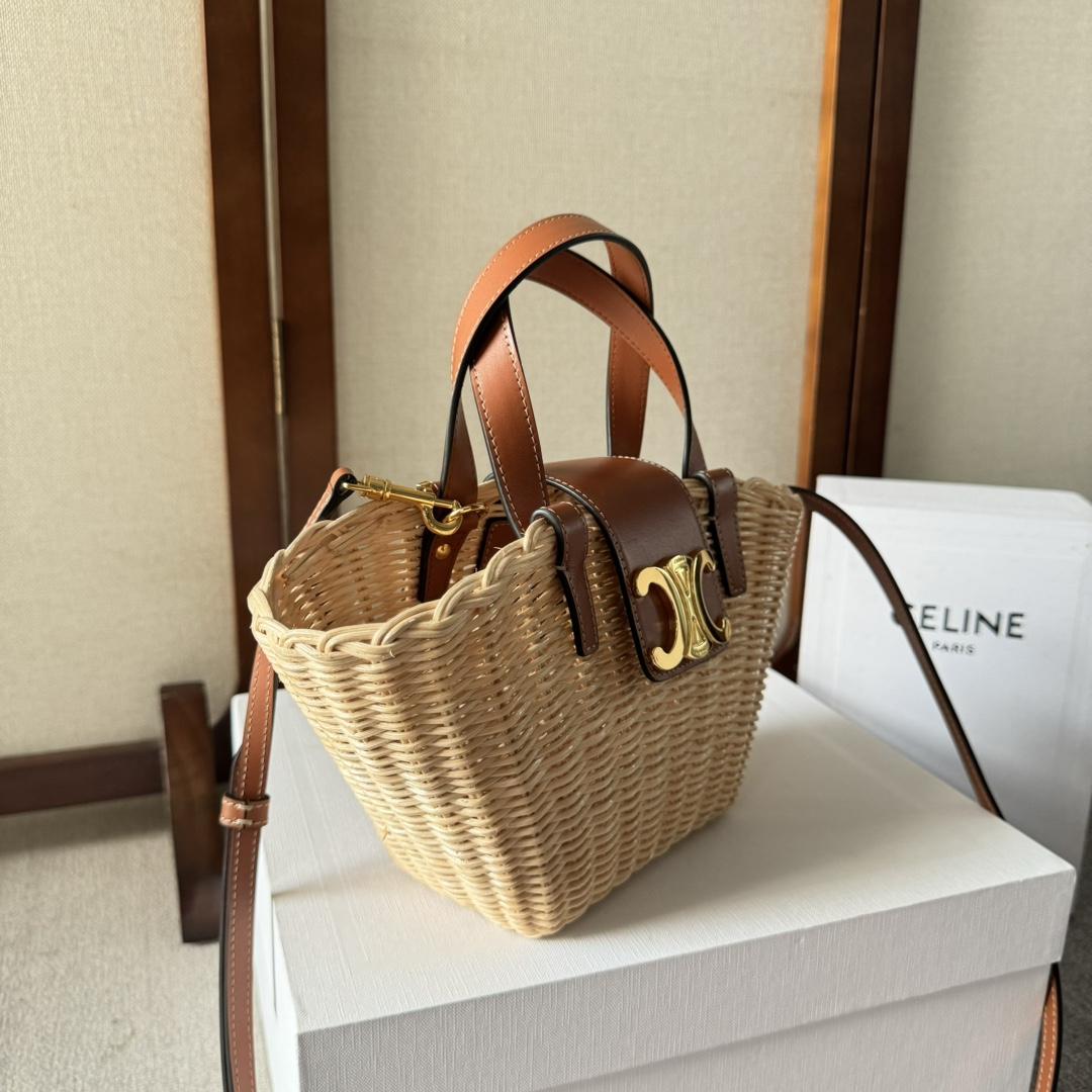 Celine Teen Couffin In Wicker And Natural Calfskin - DopestKickz
