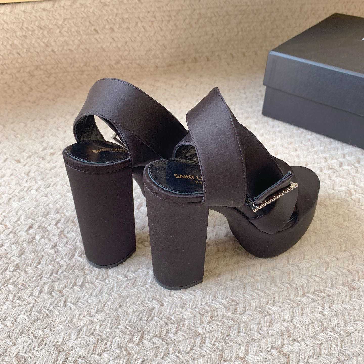 Saint Laurent Bianca Platform Sandals In Satin Crepe - DopestKickz