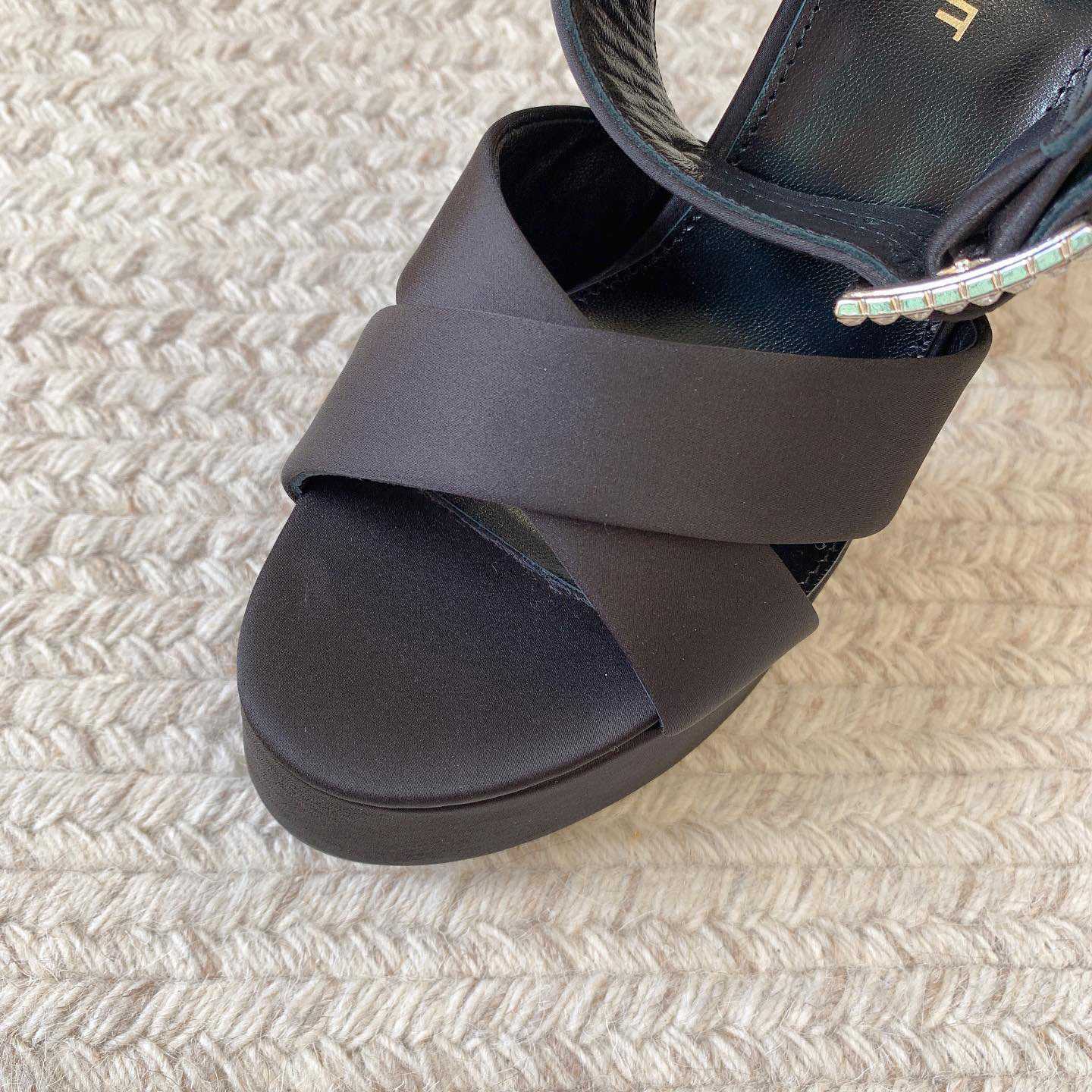 Saint Laurent Bianca Platform Sandals In Satin Crepe - DopestKickz