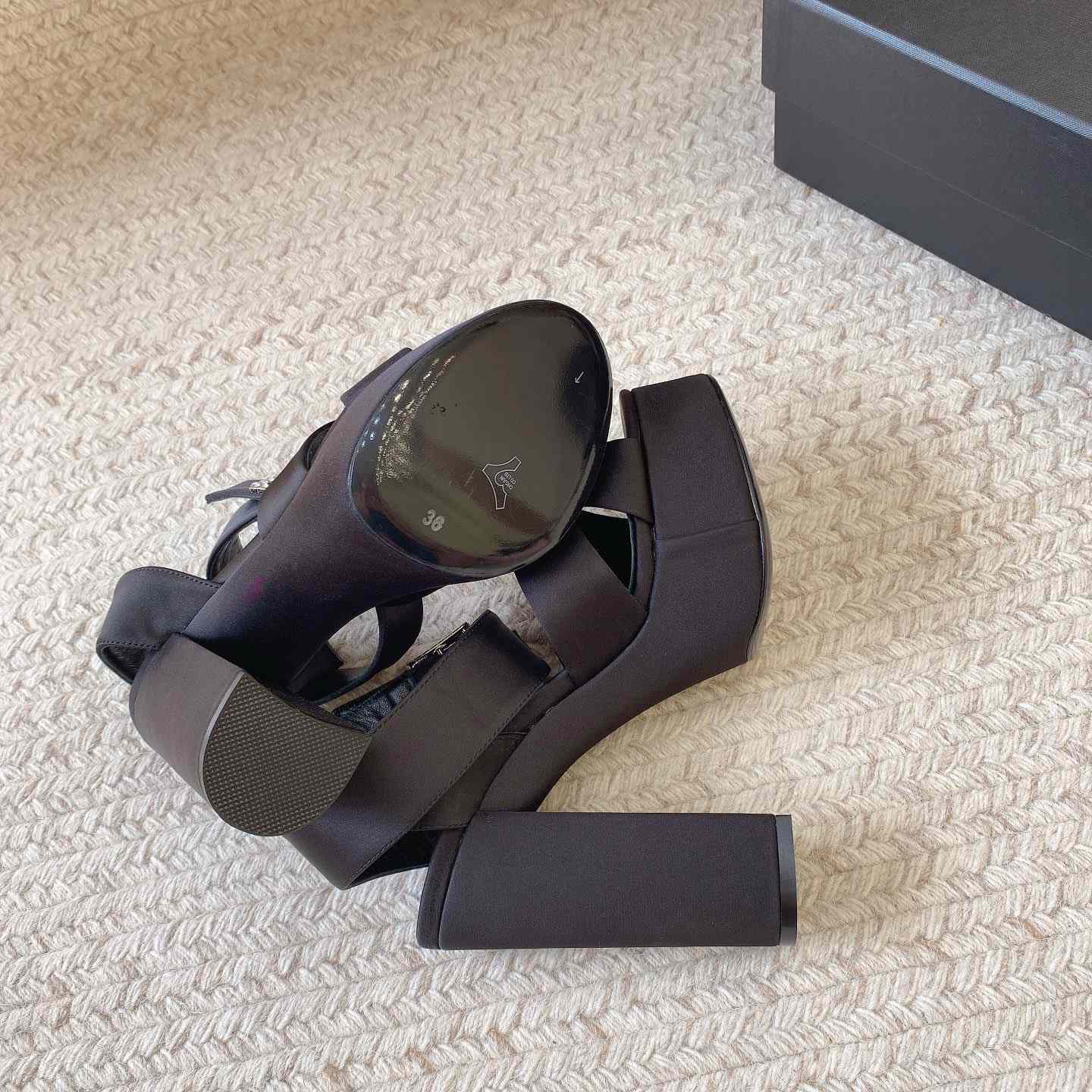 Saint Laurent Bianca Platform Sandals In Satin Crepe - DopestKickz