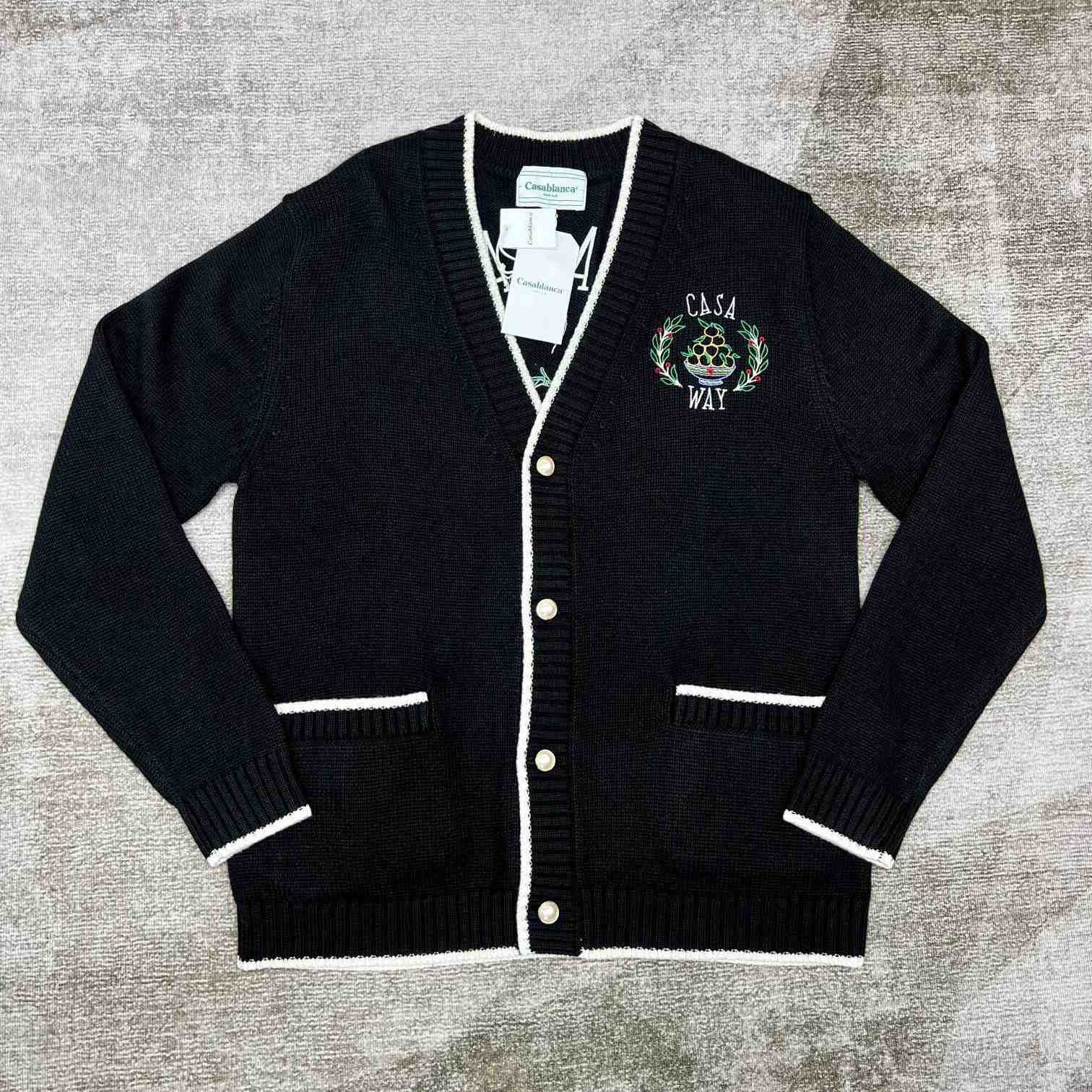 Casablanca Logo-embroidered V-neck Cardigan   D0026 - DopestKickz