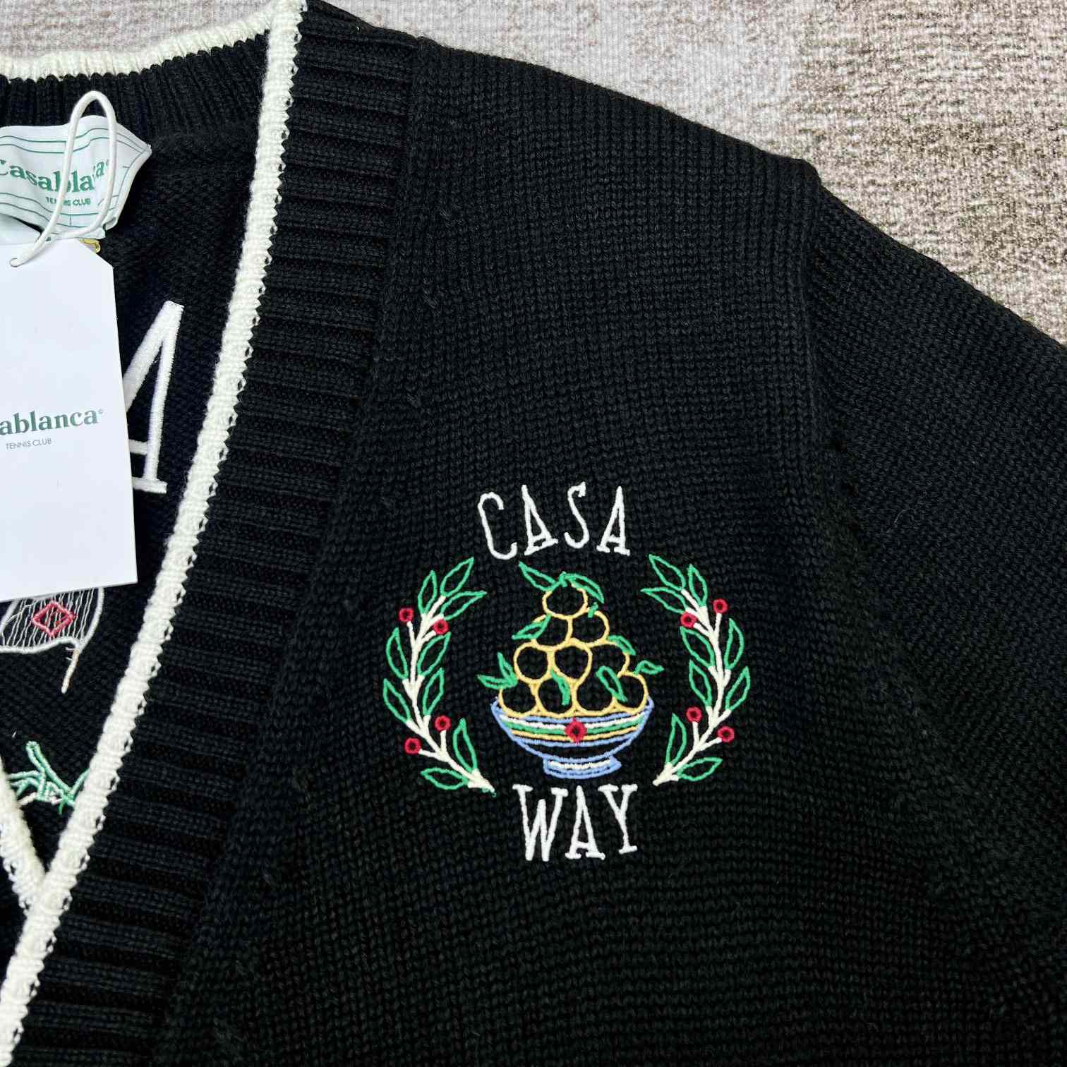 Casablanca Logo-embroidered V-neck Cardigan   D0026 - DopestKickz