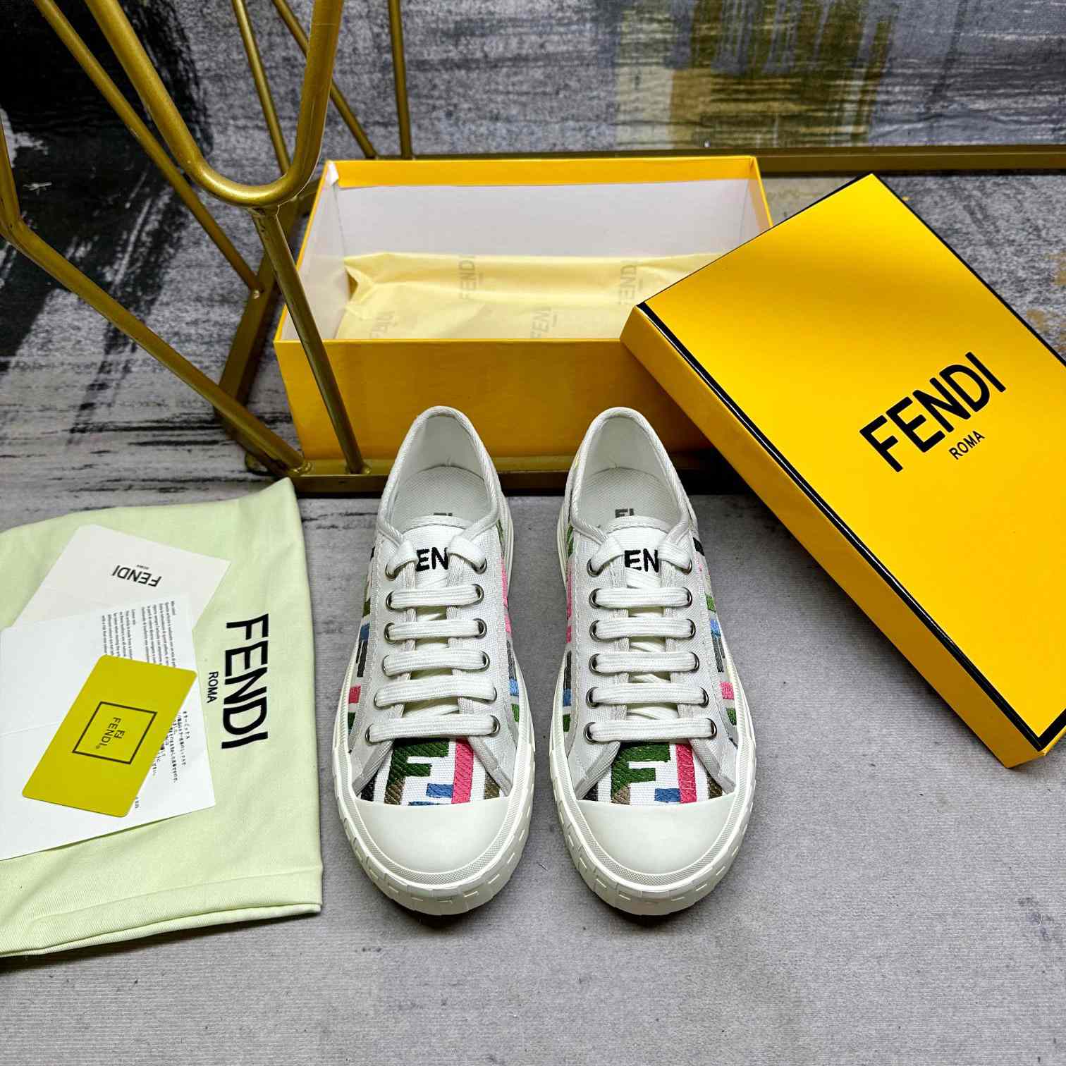 Fendi Domino Canvas Sneakers - DopestKickz