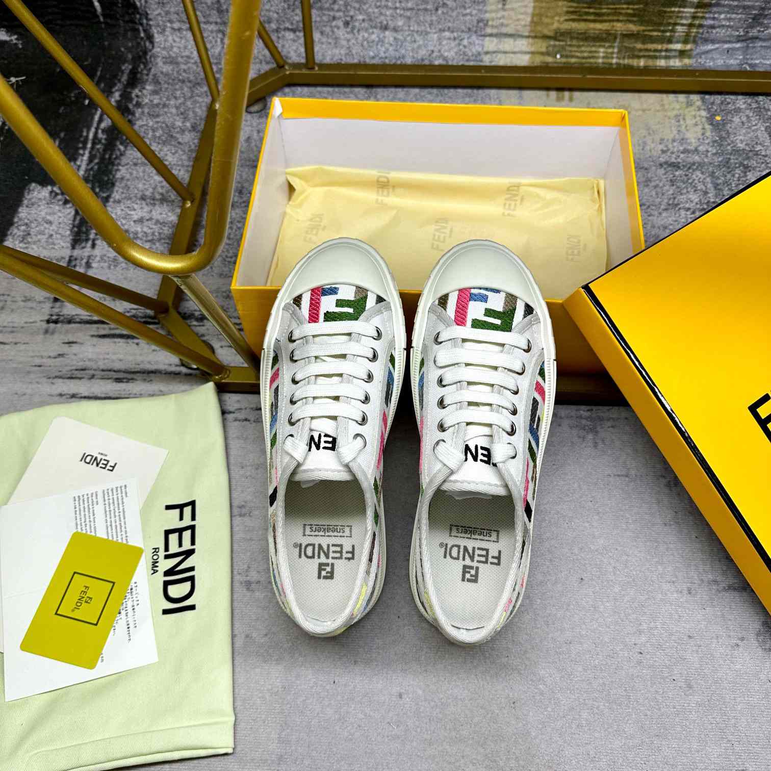 Fendi Domino Canvas Sneakers - DopestKickz