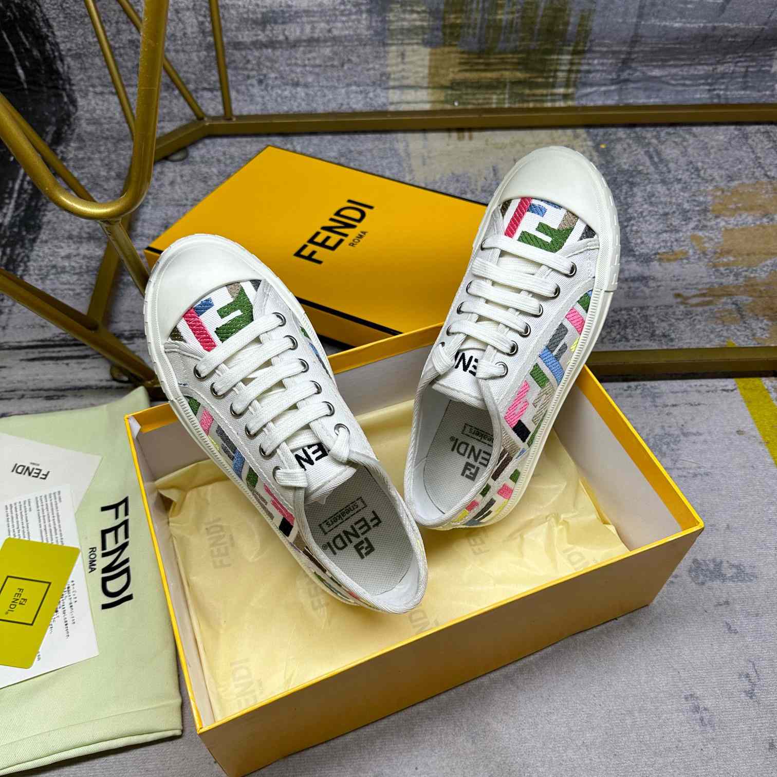 Fendi Domino Canvas Sneakers - DopestKickz