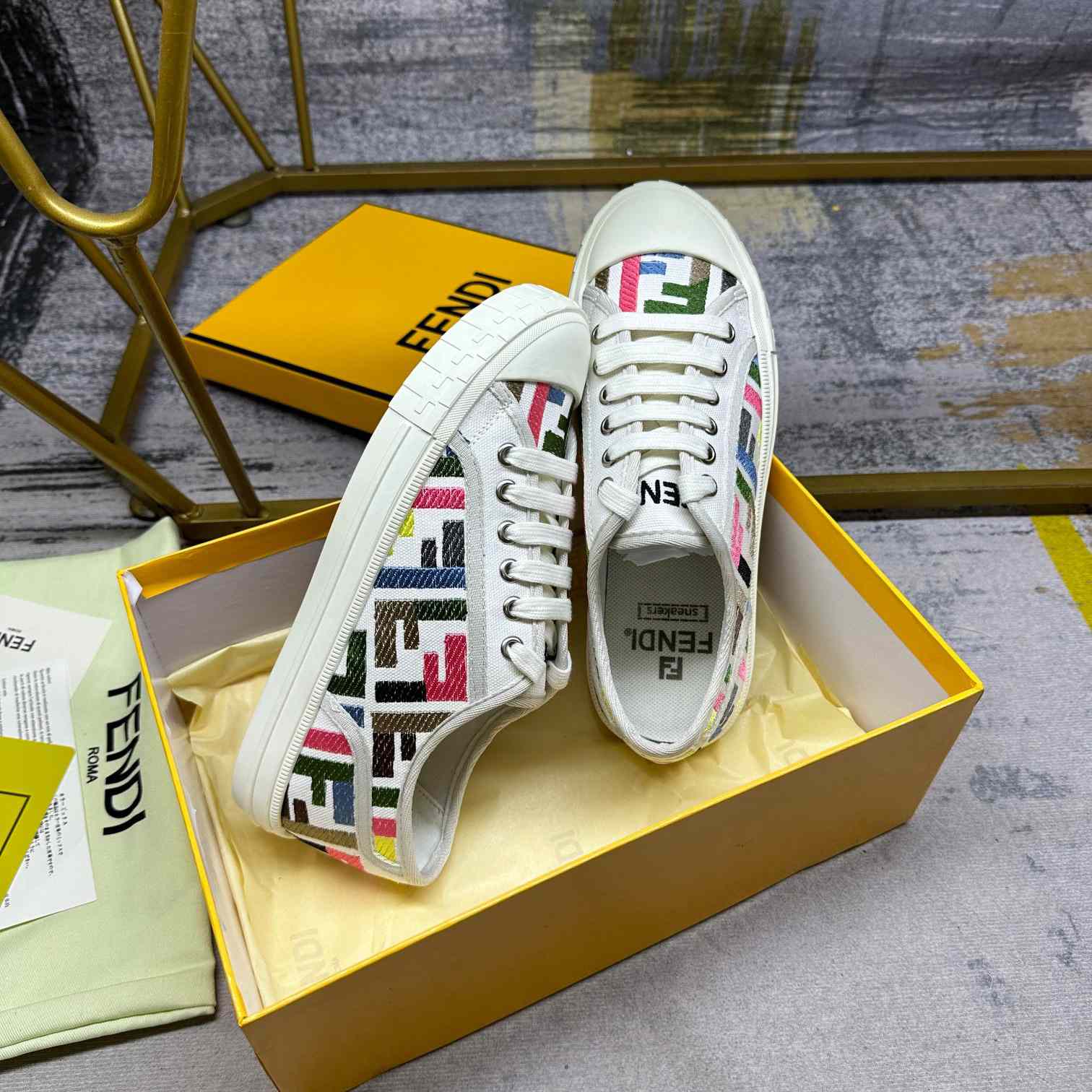 Fendi Domino Canvas Sneakers - DopestKickz