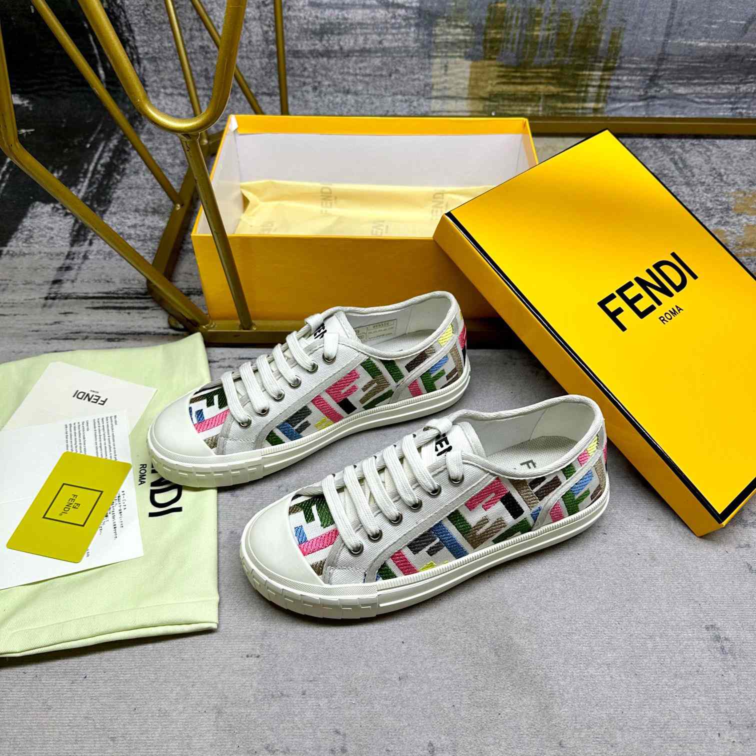 Fendi Domino Canvas Sneakers - DopestKickz