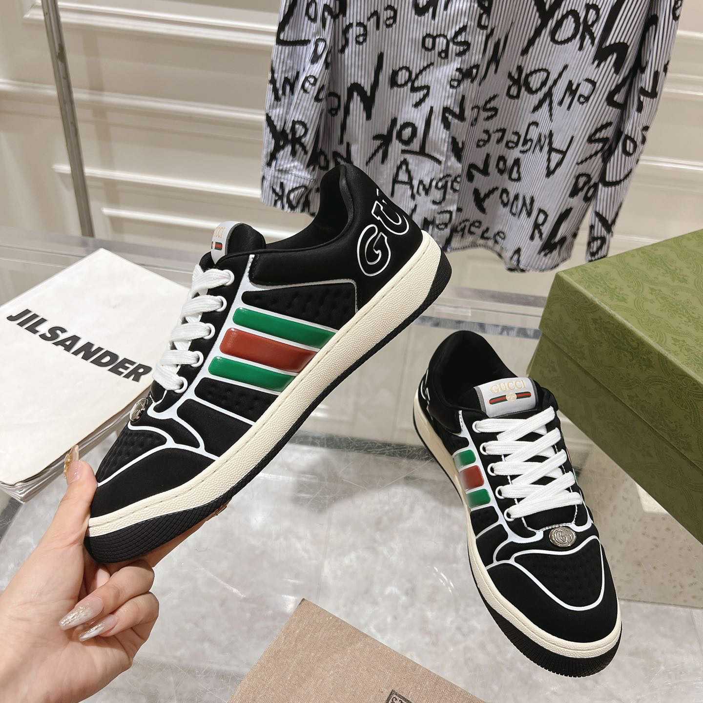 Gucci Screener Sneaker With Web - DopestKickz