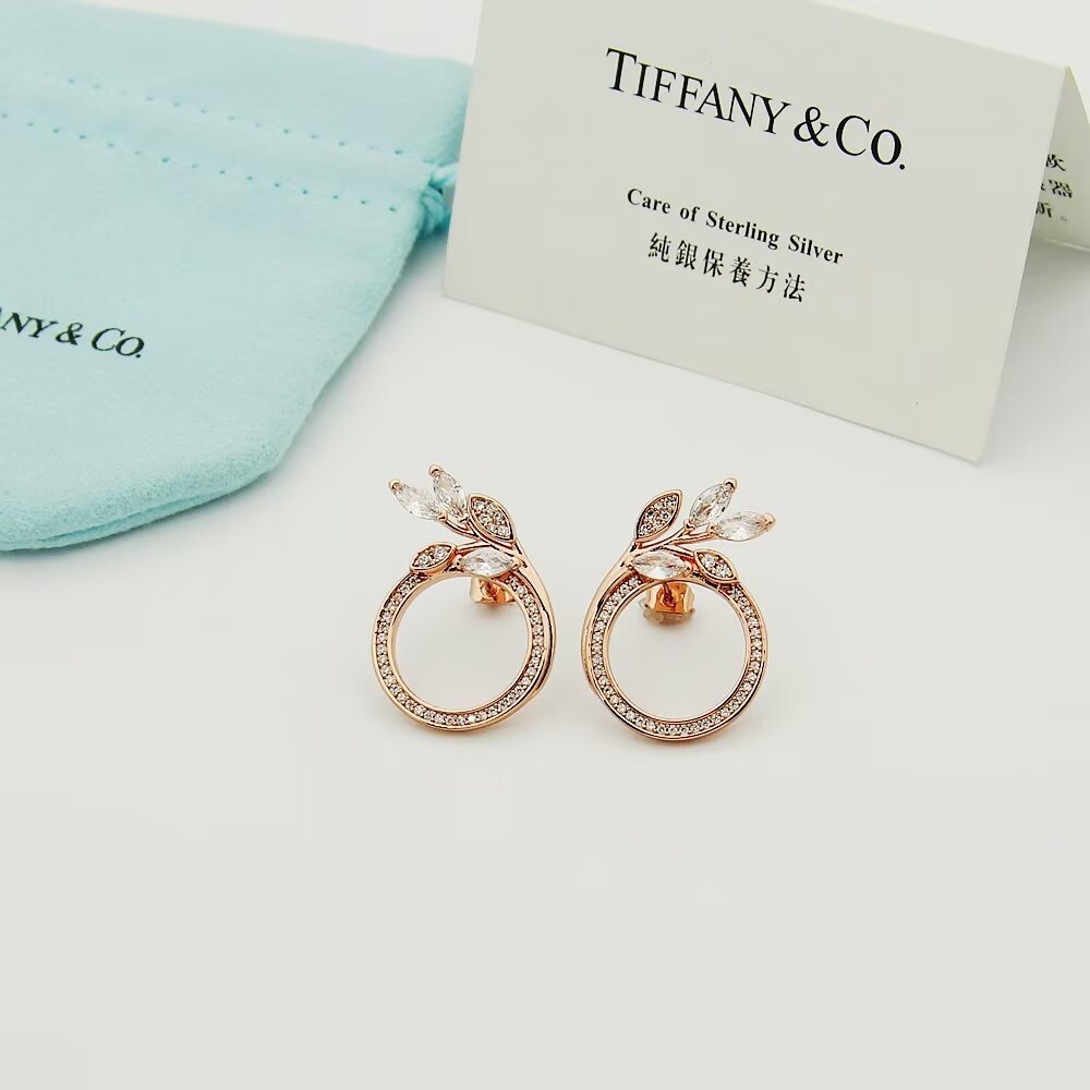Tiffany & Co. Diamond Vine Circle Earrings In Platinum - DopestKickz