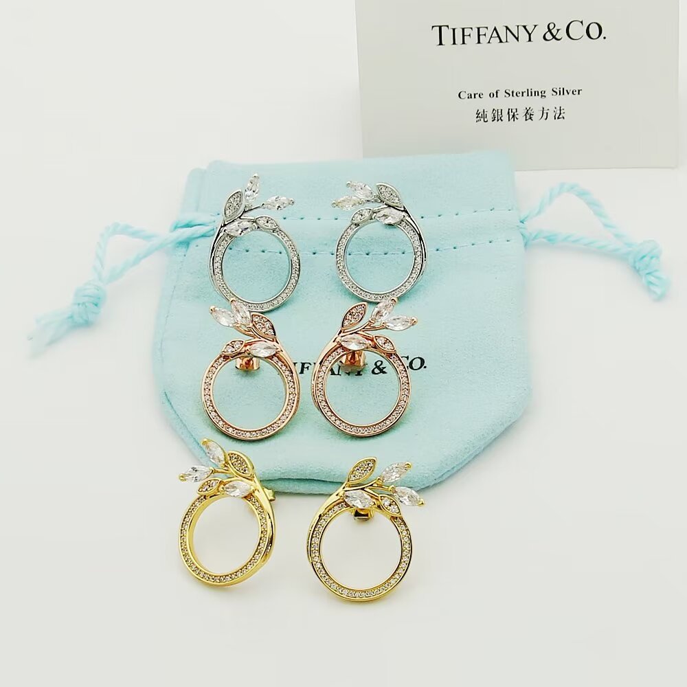 Tiffany & Co. Diamond Vine Circle Earrings In Platinum - DopestKickz