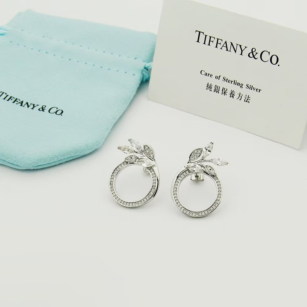 Tiffany & Co. Diamond Vine Circle Earrings In Platinum - DopestKickz