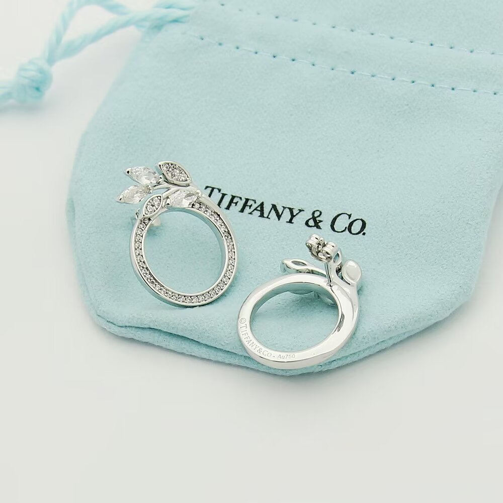 Tiffany & Co. Diamond Vine Circle Earrings In Platinum - DopestKickz