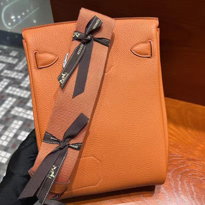 Hermes Orange 'Hac A Dos' Sling Backpack  (18-27-8cm) - DopestKickz