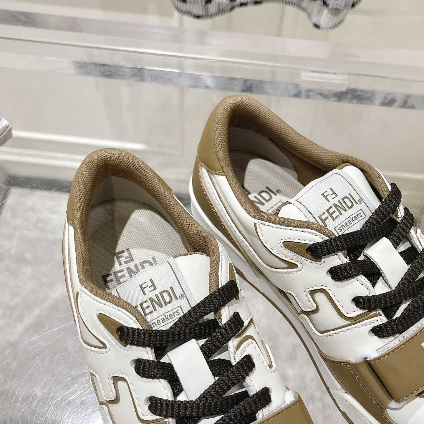 Fendi Match Green Leather Low-tops - DopestKickz