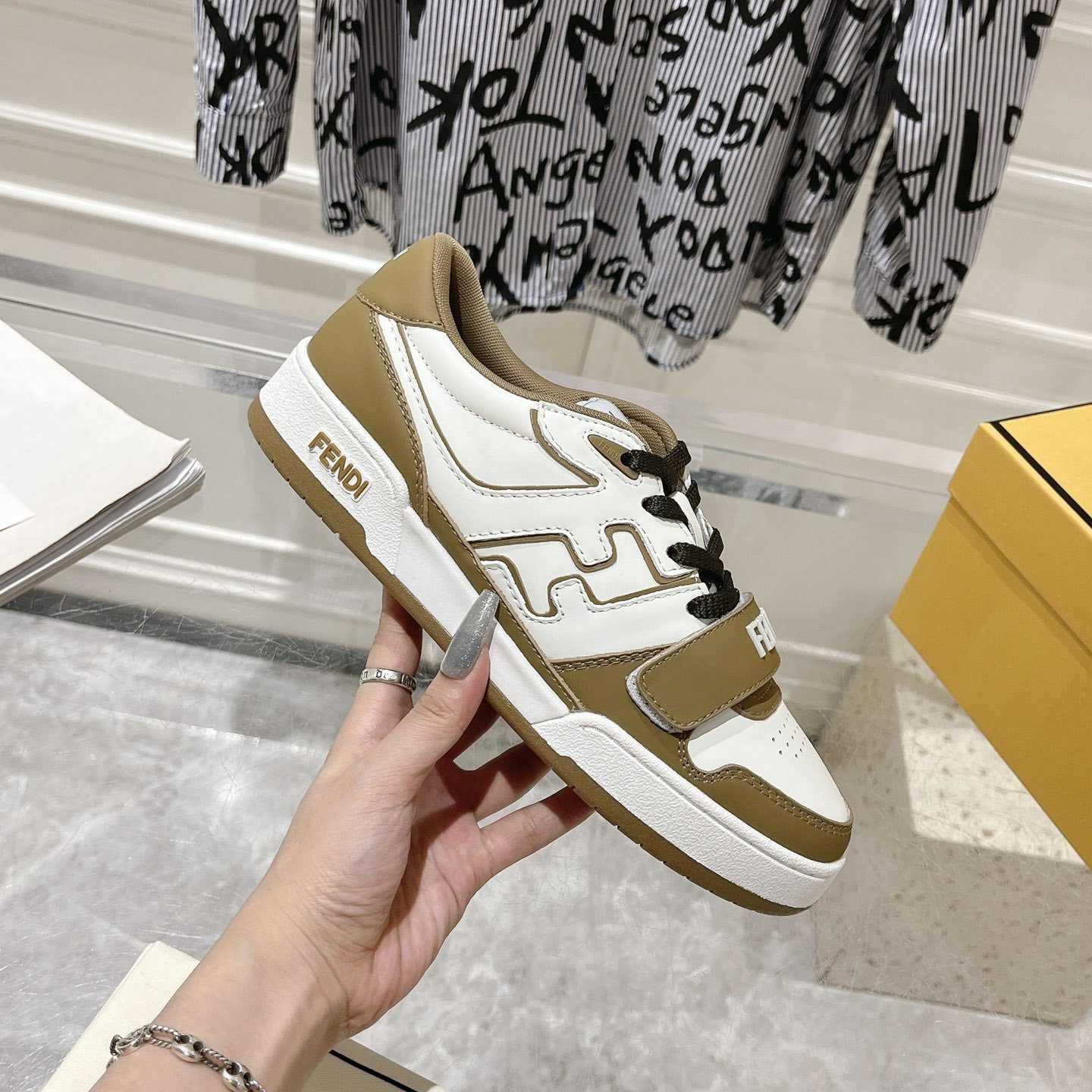 Fendi Match Green Leather Low-tops - DopestKickz