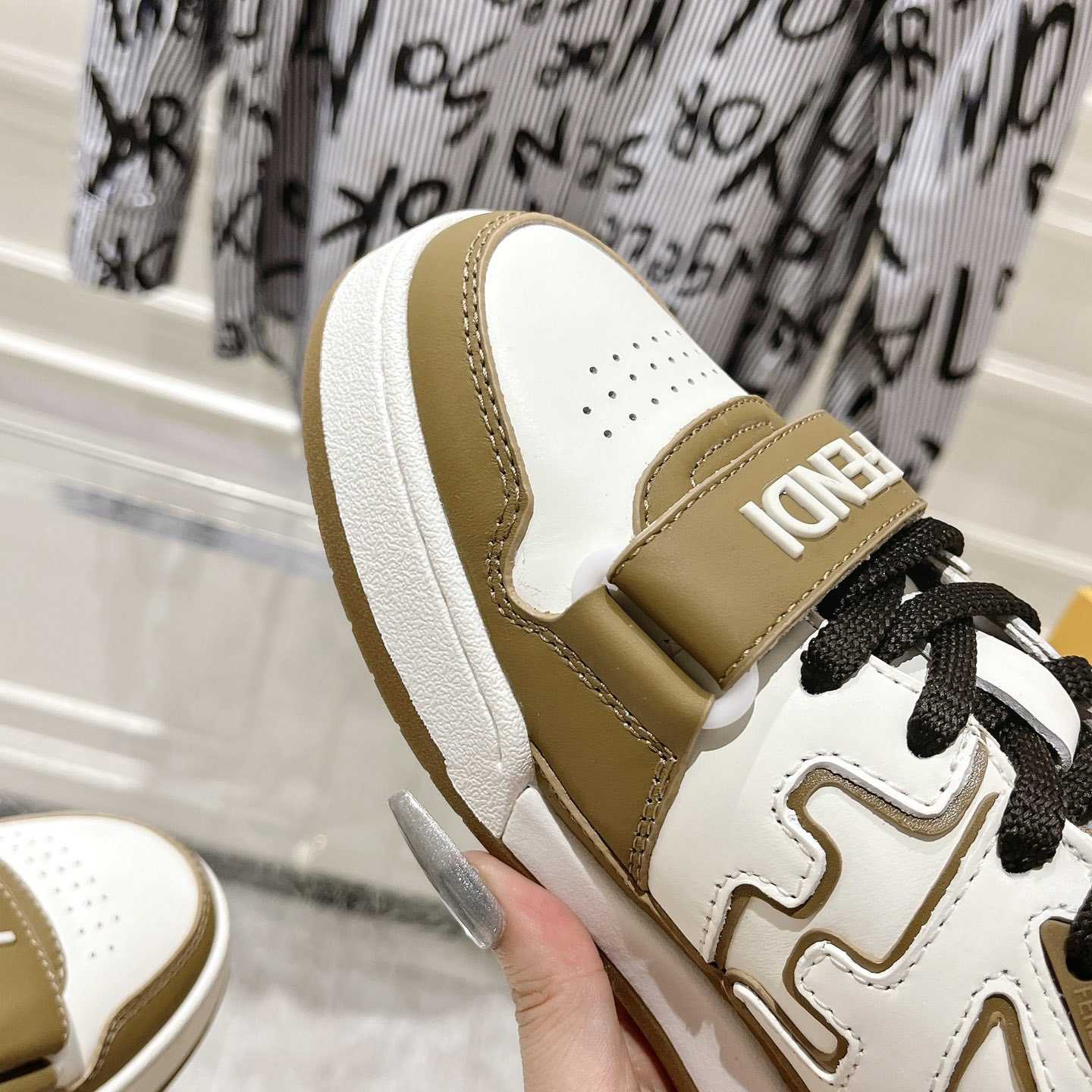 Fendi Match Green Leather Low-tops - DopestKickz